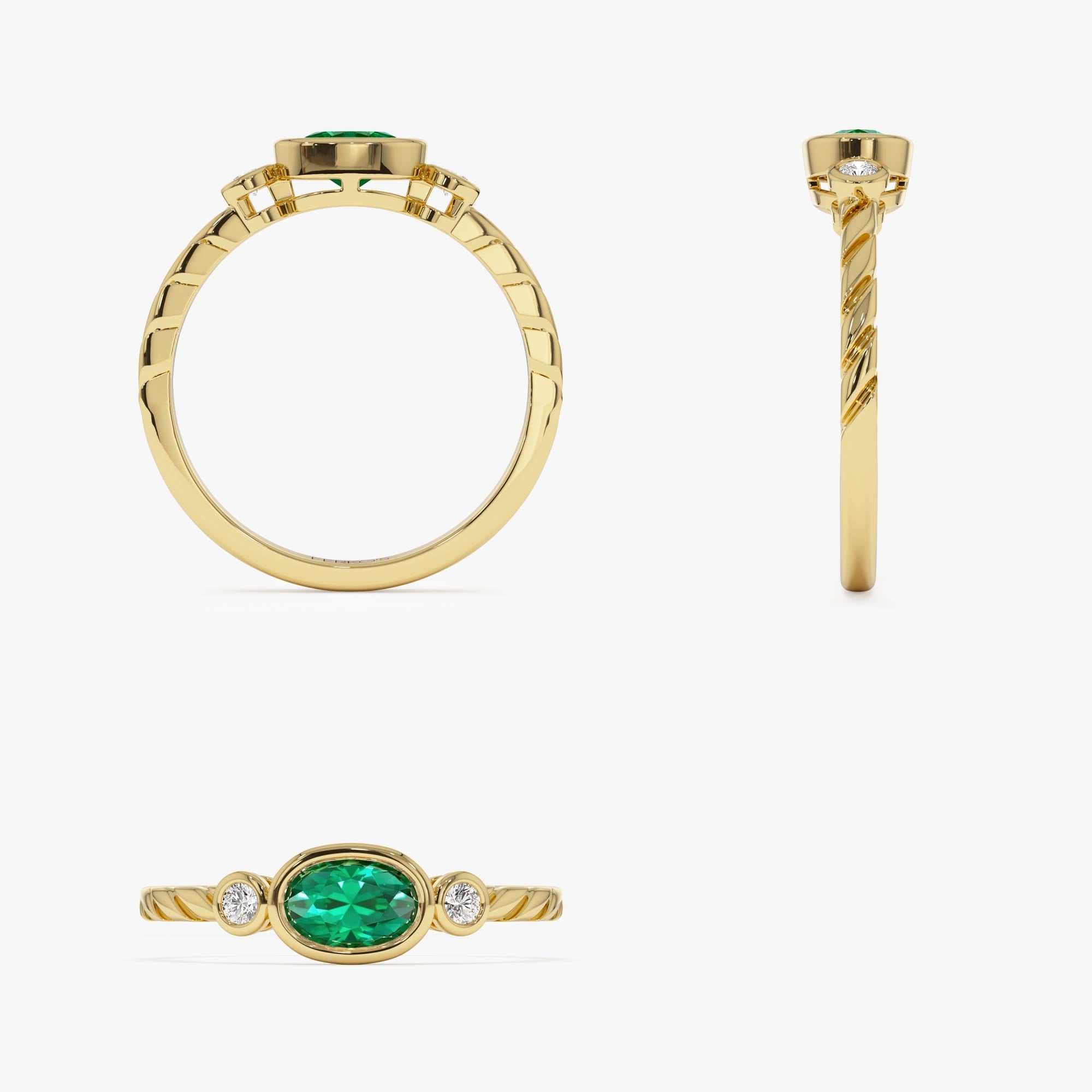 OBFJ0682 - 14k Classic Emerald and Diamond Ring 8