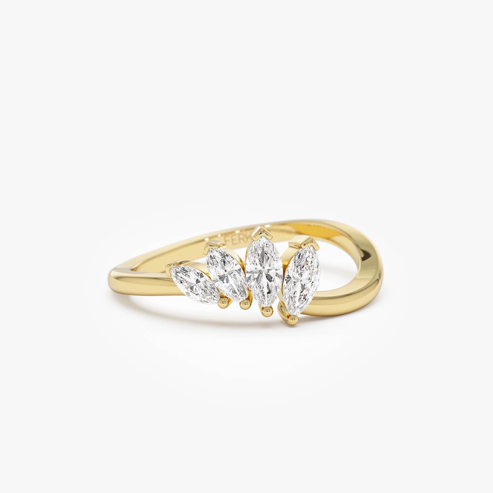 OBFJ0681 - 14k Modern Marquise Diamond Cluster Ring 1