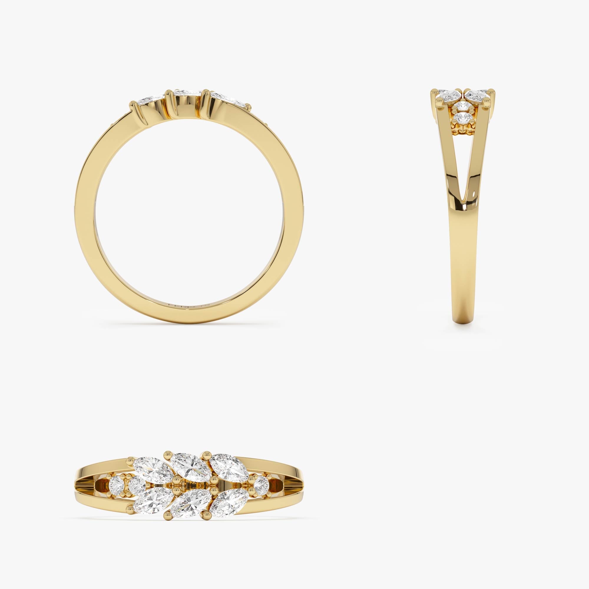 OBFJ0677 - 14k Diamond Leaf Style Marquise Ring 5