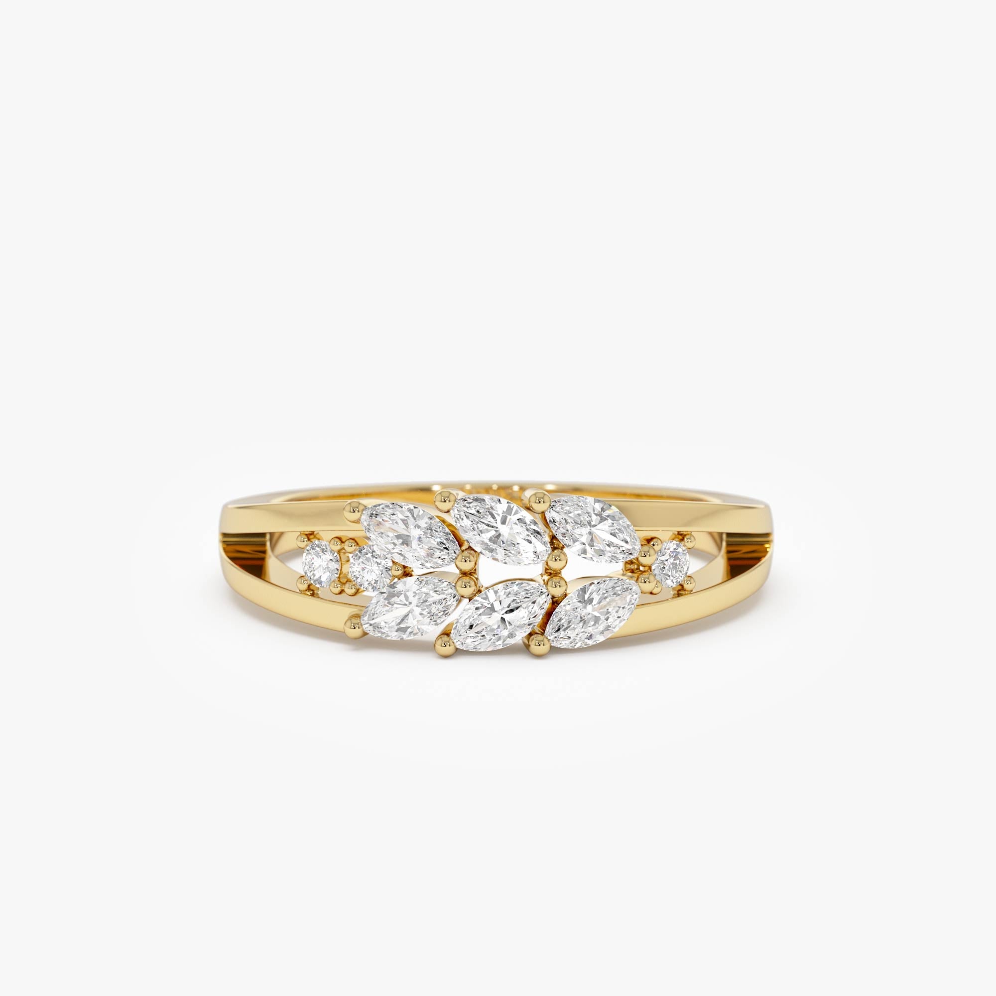 OBFJ0677 - 14k Diamond Leaf Style Marquise Ring 1