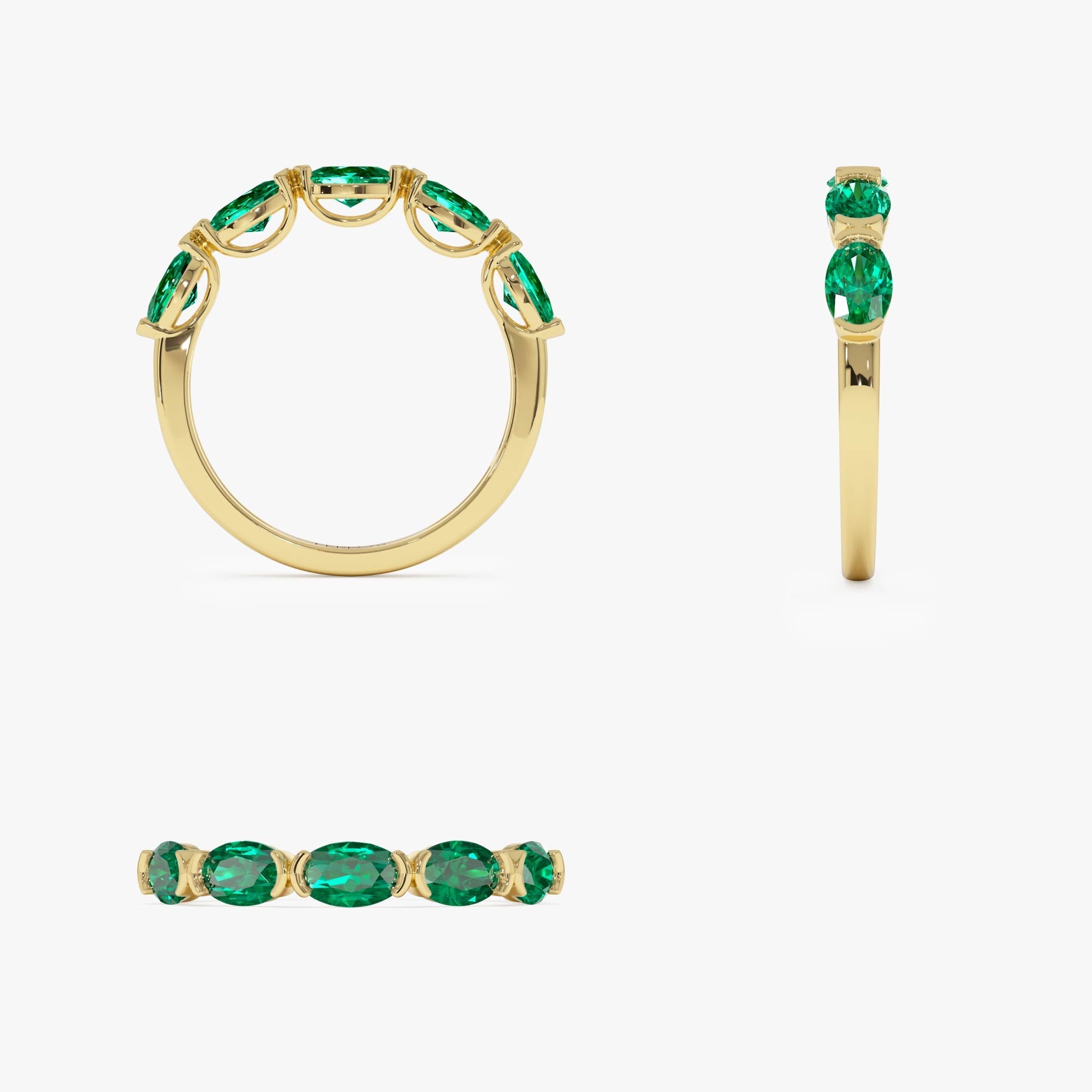 OBFJ0002 - Classic Emerald Five Stone Ring - 14k Gold 6