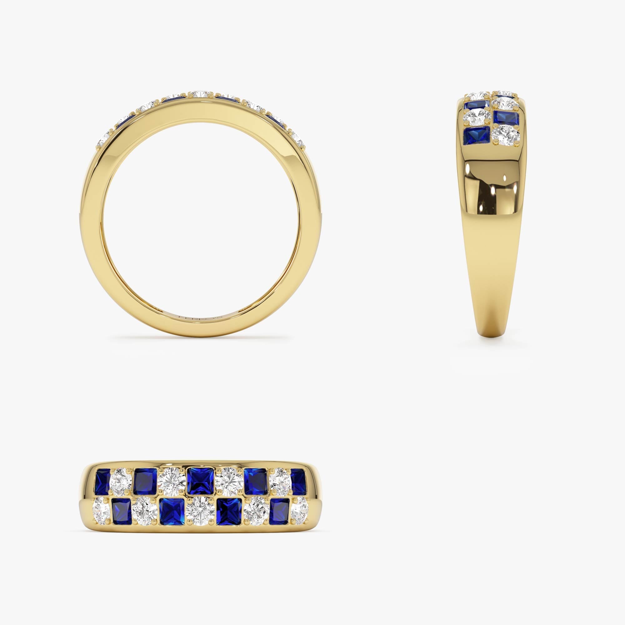 OBFJ0640 - 14K Square Sapphire & Diamond Wedding Ring 8