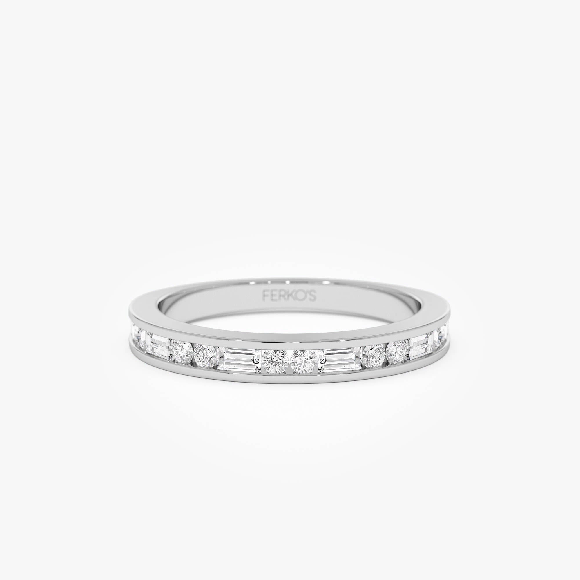 OBFJ0645 - 14k Baguette and Round Diamond Channel Band 6
