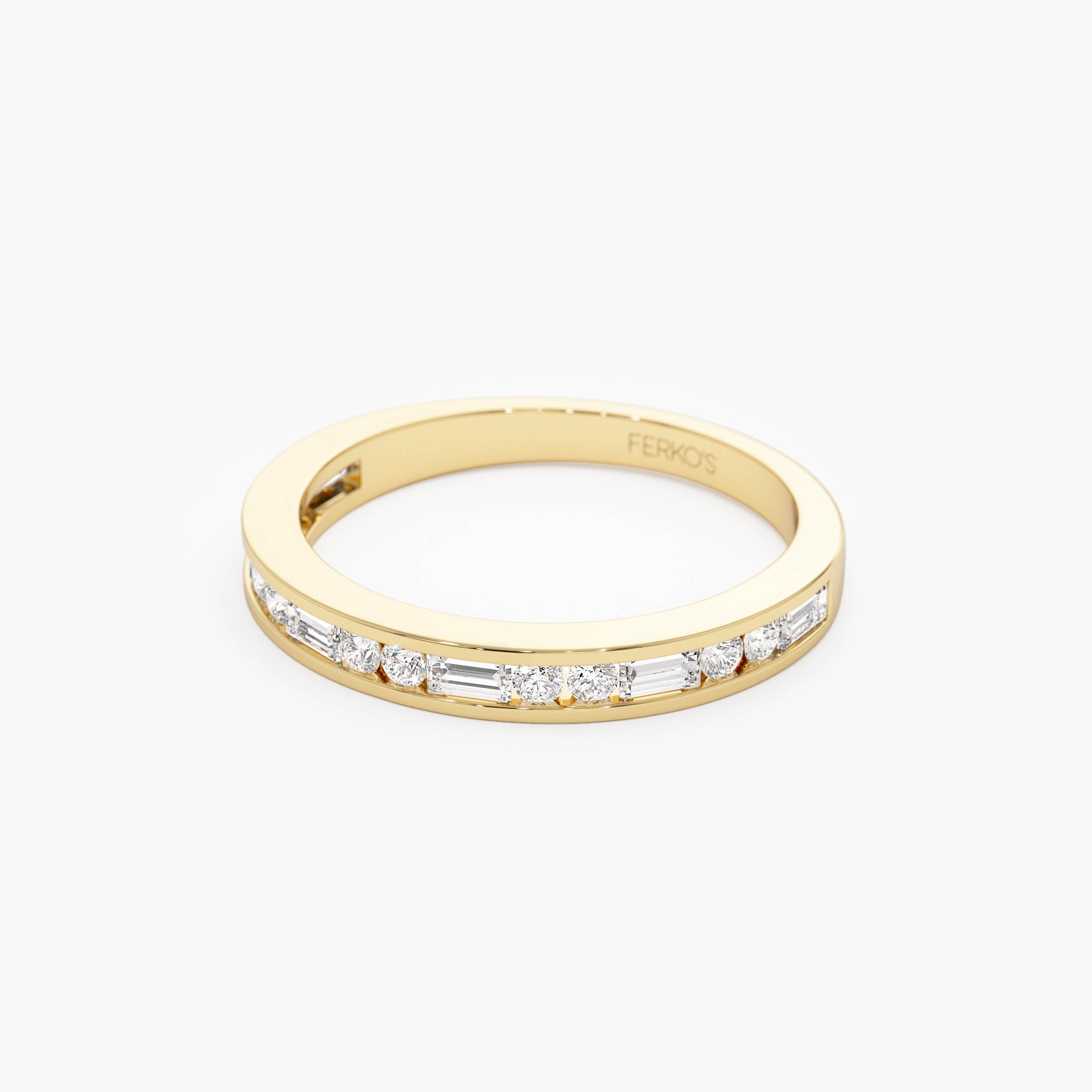 OBFJ0645 - 14k Baguette and Round Diamond Channel Band 7