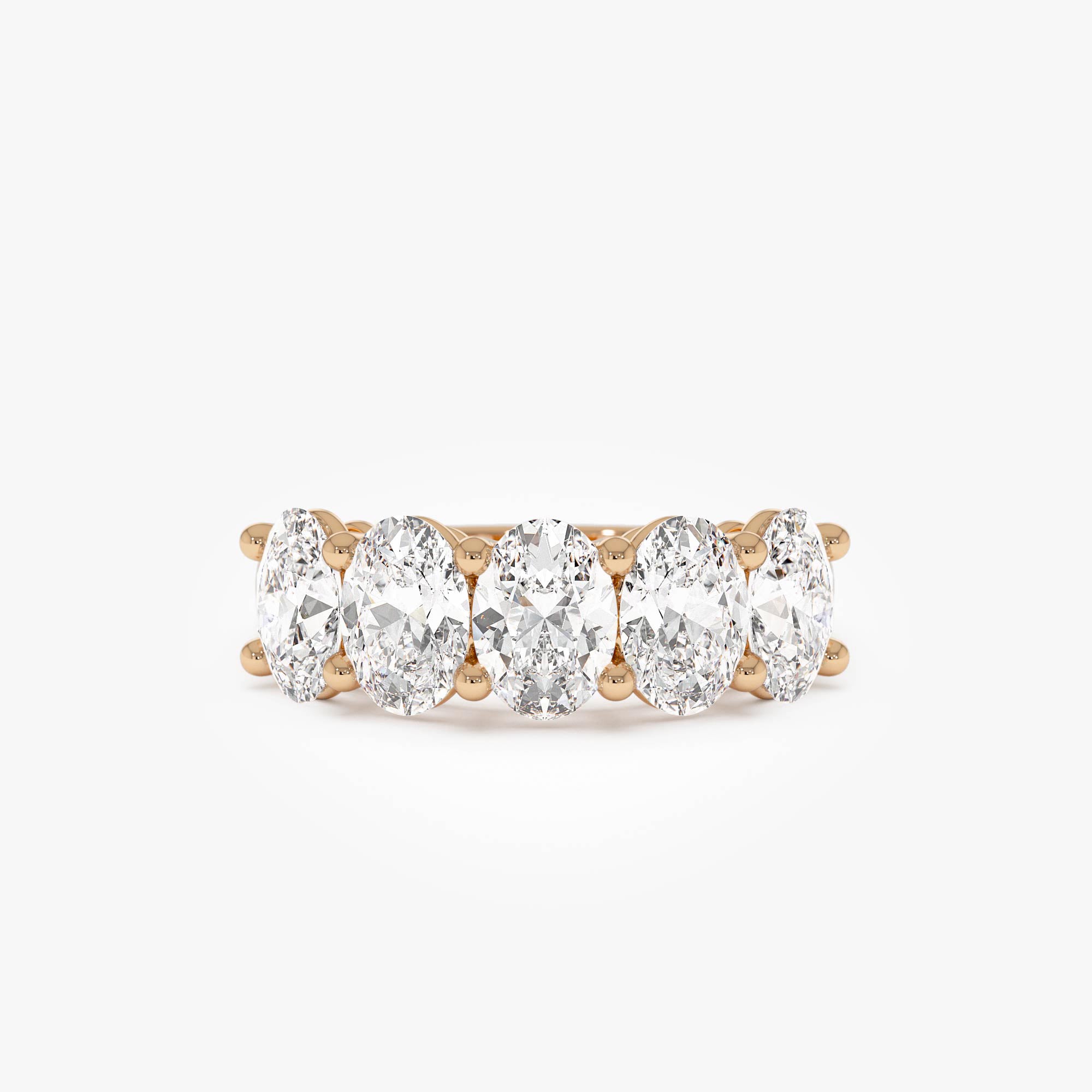 OBFJ0578 - 2.75 ctw 14k Prong Setting Five Stone Oval Shape Lab Grown Diamond Anniversary Ring - Giada 7