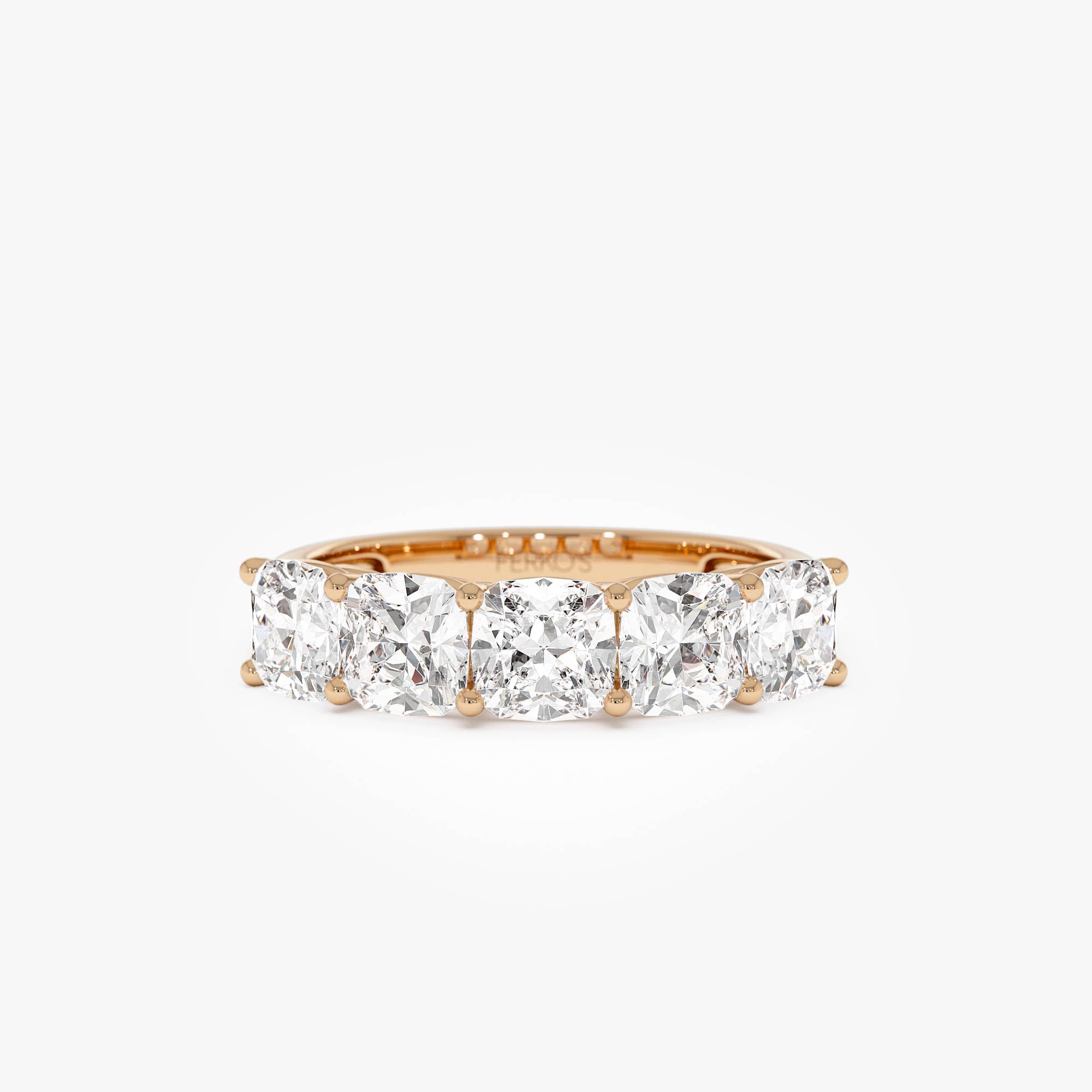 OBFJ0561 - 2.65 ctw 14k Prong Setting Five Stone Cushion Cut Lab Grown Diamond Anniversary Ring - Tonia 10