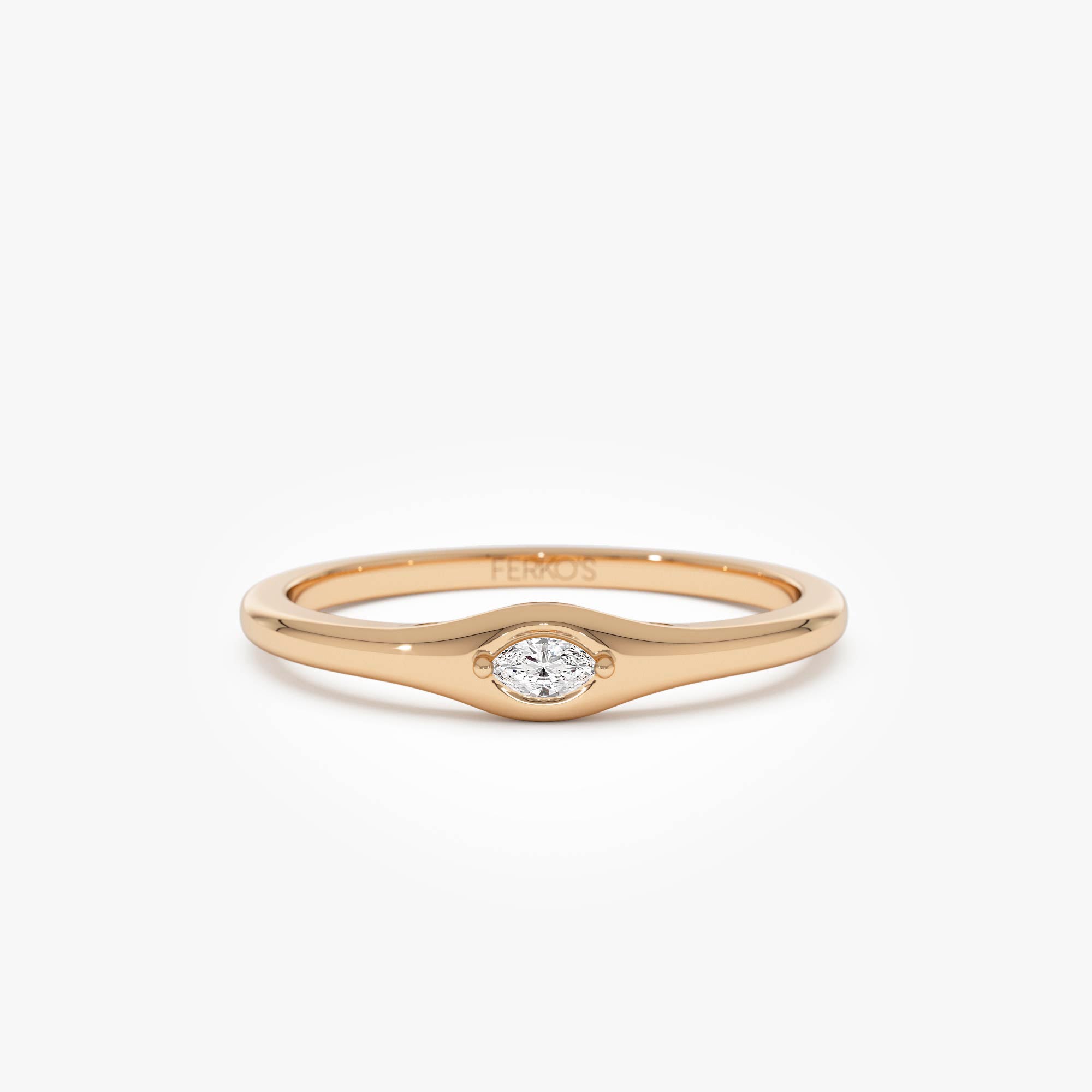 OBFJ0634 - 14k Gold Marquise Diamond Stacking Ring 6
