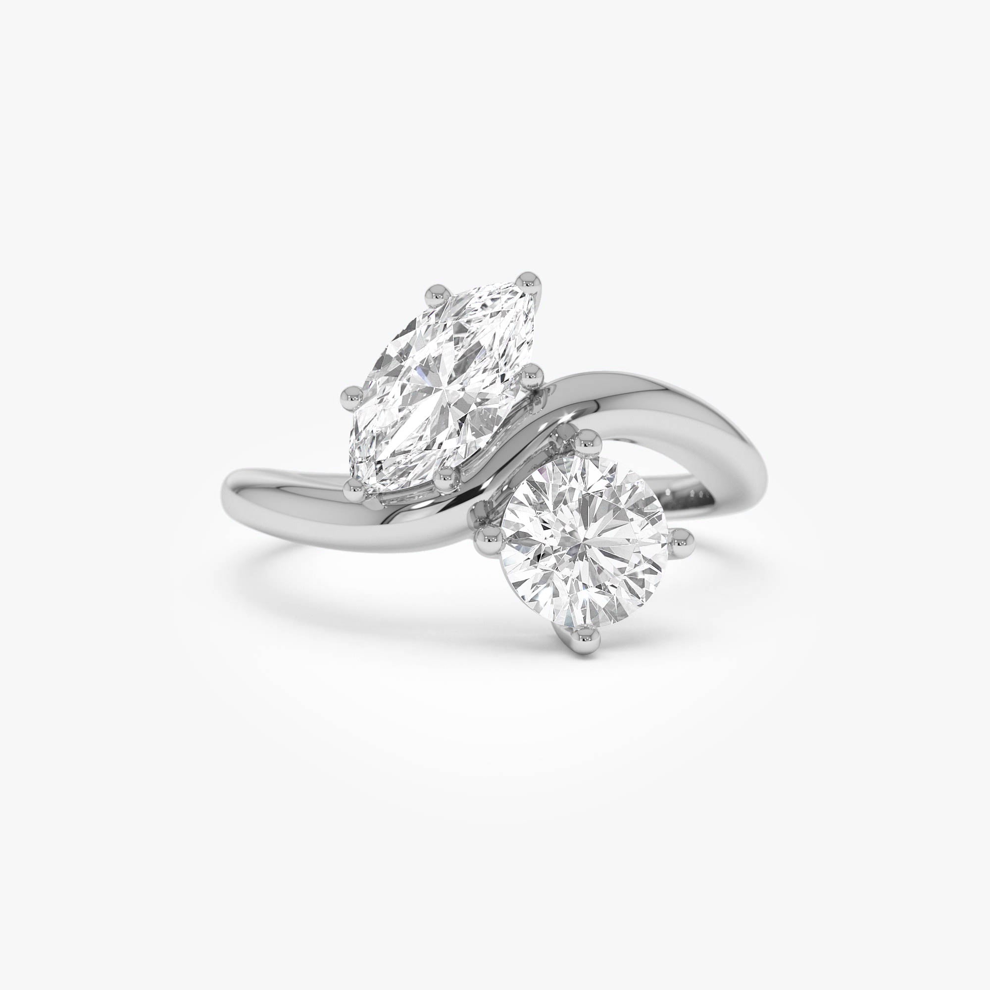 OBFJ0574 - 1.50 Ctw 14k Prong Setting Marquise & Round Lab Grown Diamond Toi Moi Ring - Marla 7