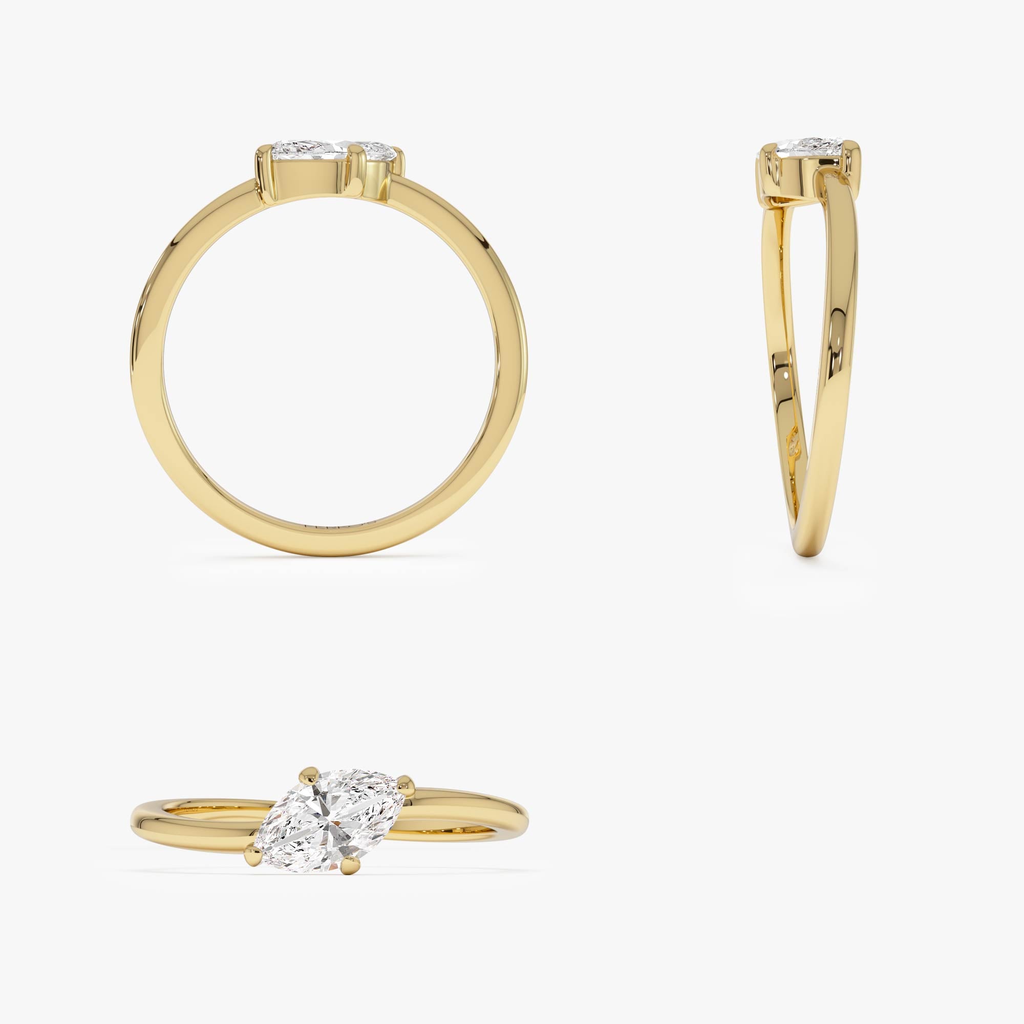 OBFJ0567 - 0.50 Ctw 14k Prong Setting Marquise Shaped Lab Grown Diamond Wavy Promise Ring - Elisa 9