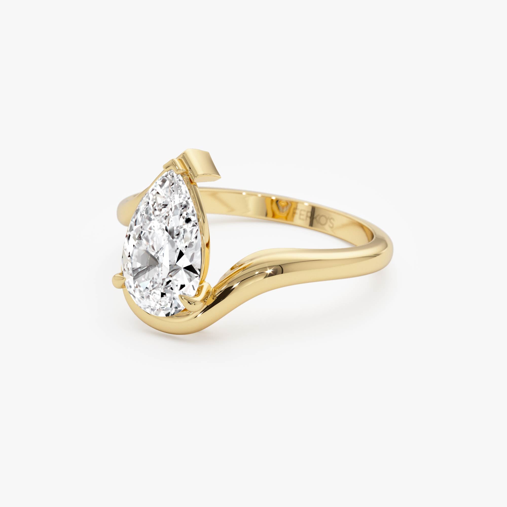 OBFJ0606 - 1.50 Ctwt 14k Gold Lab Grown Pear Diamond Ring with Bypass Design - Novelle 8