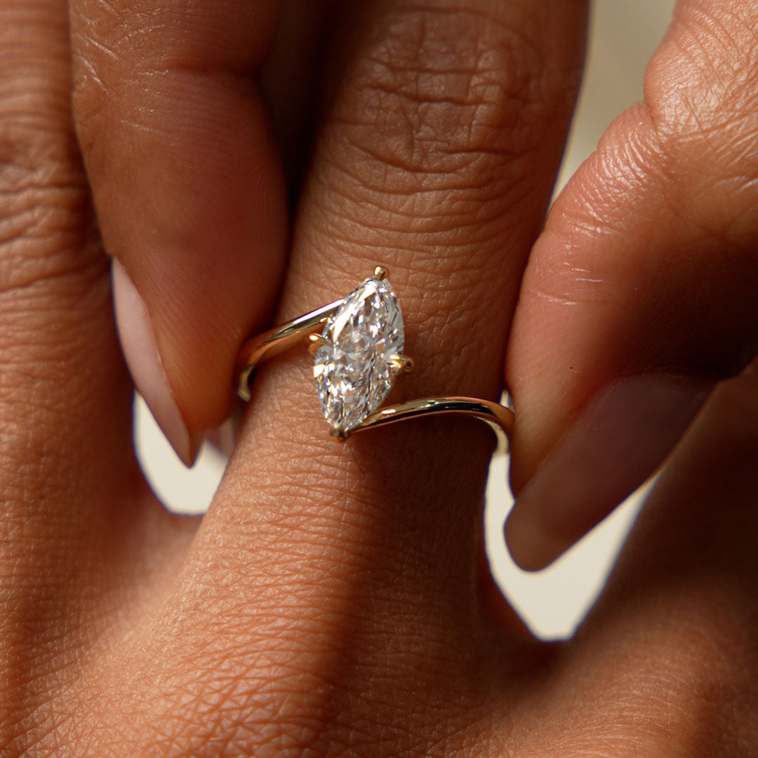 OBFJ0359 - 1.50 Ctw 14k Marquise Shaped Lab Grown Diamond Bypass Setting Engagement Ring – Leda 2