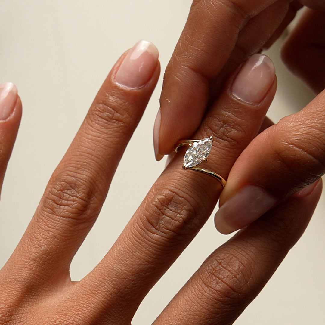 OBFJ0359 - 1.50 Ctw 14k Marquise Shaped Lab Grown Diamond Bypass Setting Engagement Ring – Leda 3
