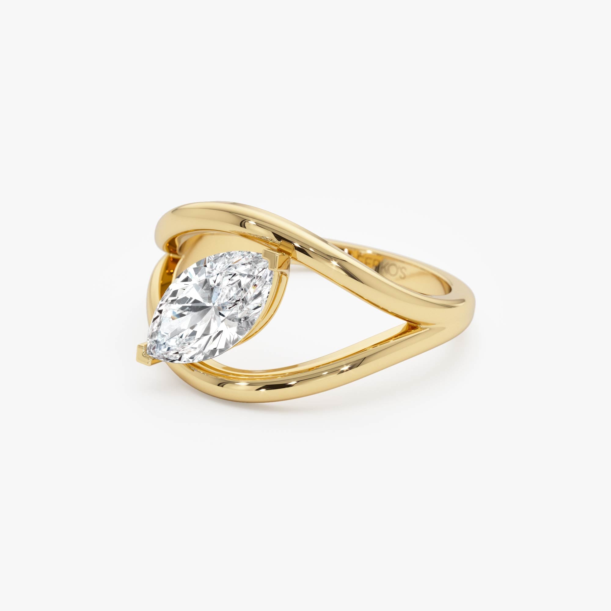 OBFJ0604 - 1.00 Ctw 14k Gold Lab Grown Marquise Diamond Ring Split Shank Design - Aravelle 8