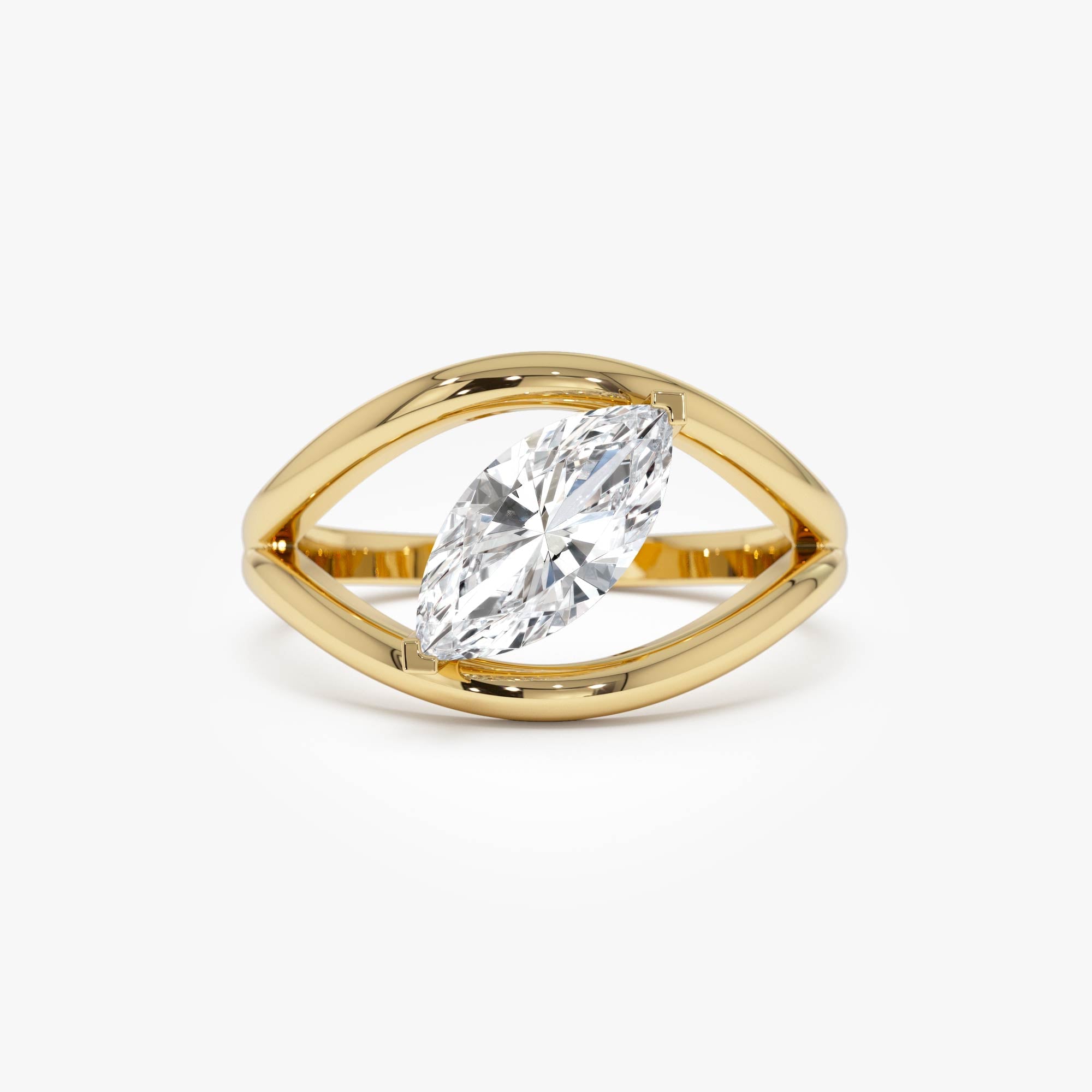OBFJ0604 - 1.00 Ctw 14k Gold Lab Grown Marquise Diamond Ring Split Shank Design - Aravelle 1