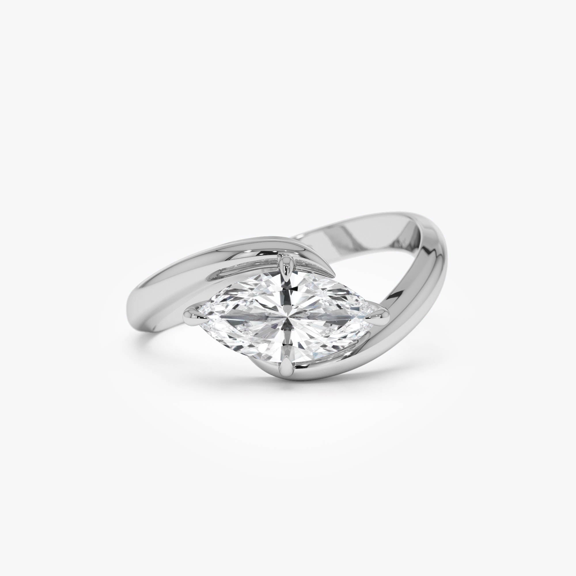 OBFJ0601 - 1.00 Ctw 14k Marquise Shaped Lab Grown Diamond Criss Cross Solitaire 7
