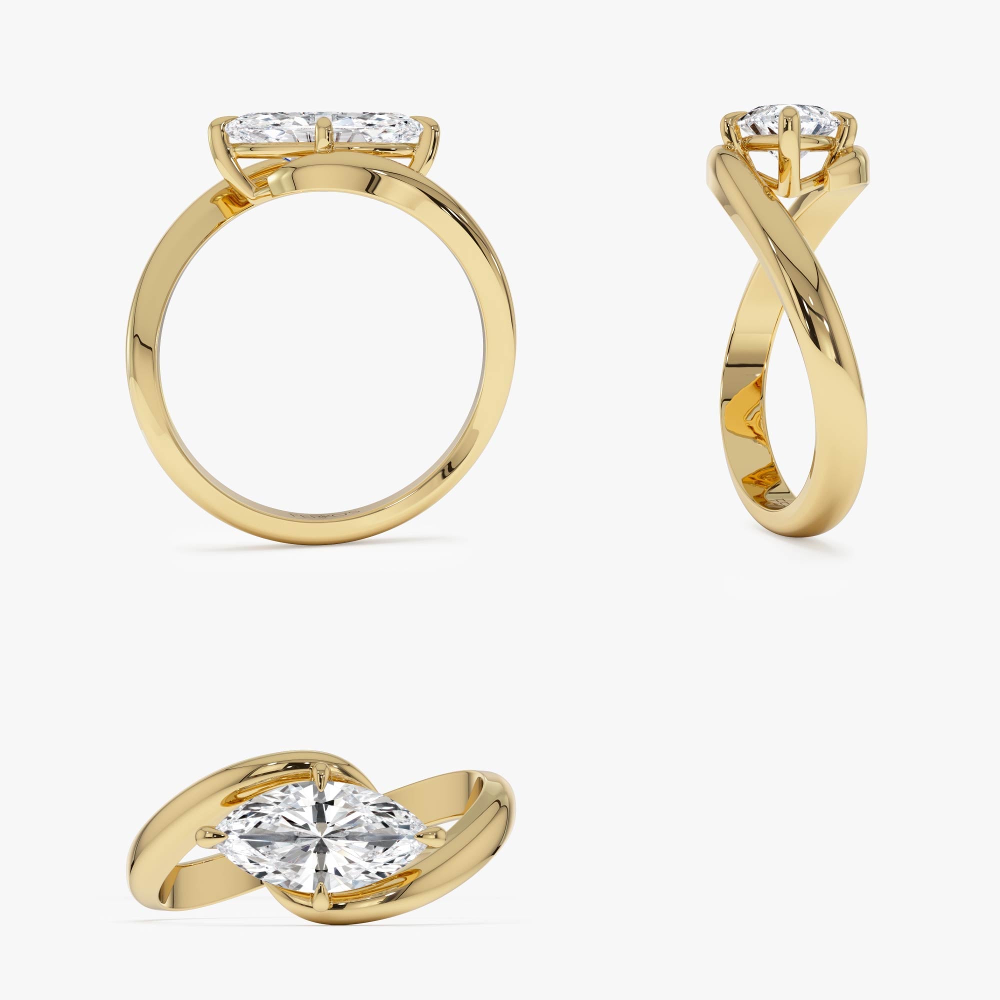OBFJ0601 - 1.00 Ctw 14k Marquise Shaped Lab Grown Diamond Criss Cross Solitaire 9
