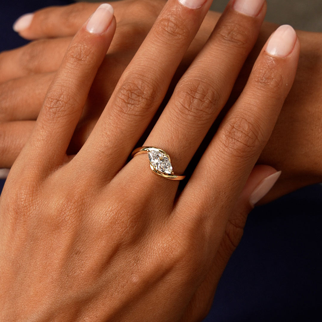 OBFJ0601 - 1.00 Ctw 14k Marquise Shaped Lab Grown Diamond Criss Cross Solitaire 3
