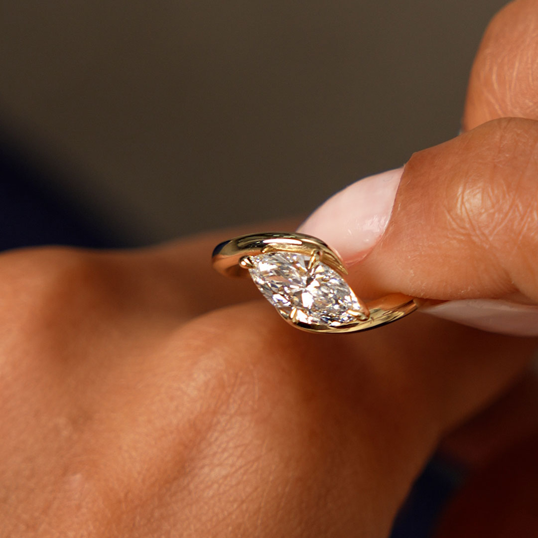 OBFJ0601 - 1.00 Ctw 14k Marquise Shaped Lab Grown Diamond Criss Cross Solitaire 4