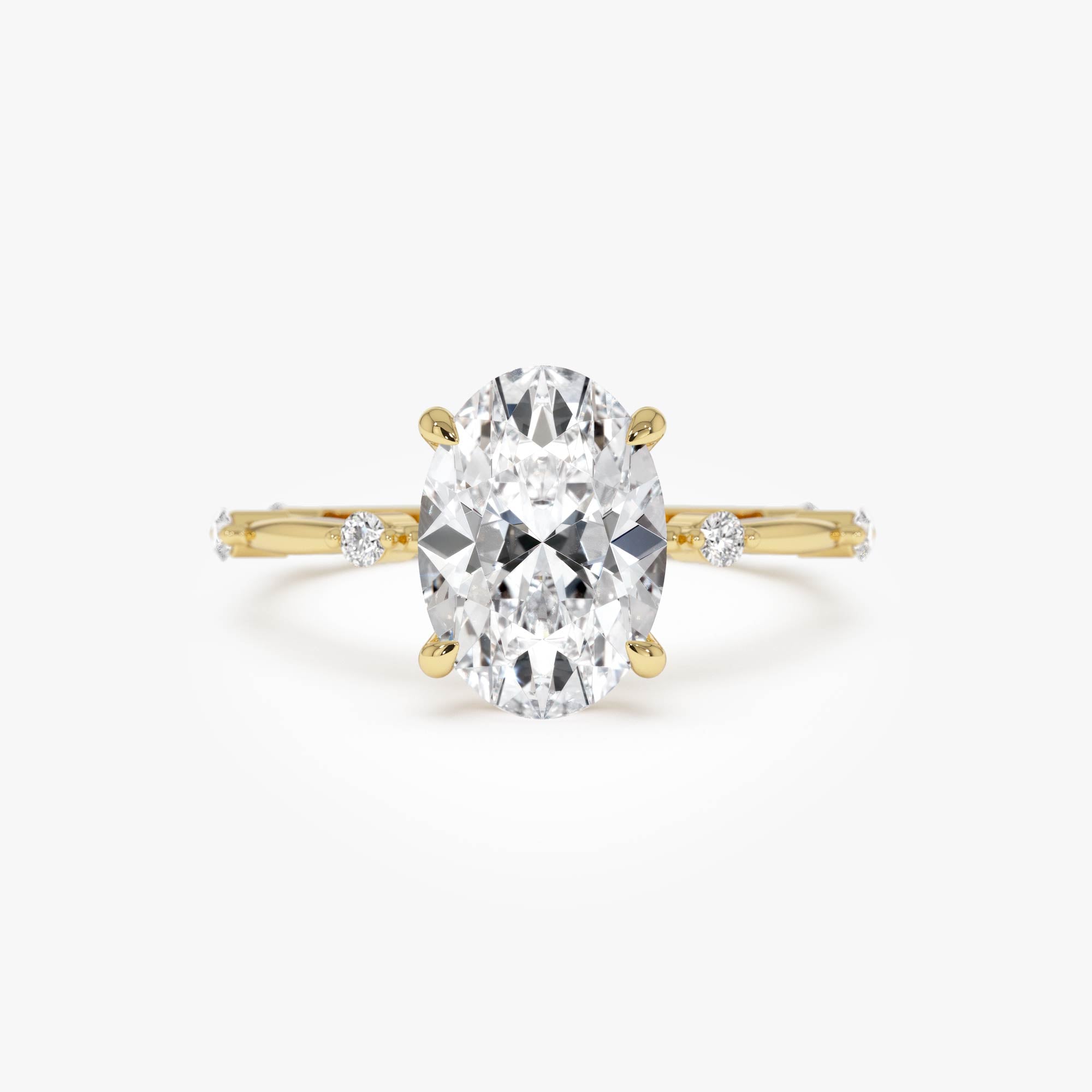 OBFJ0617 - 1.55 Ctw 14k Lab Grown Oval Diamond Engagement Ring Accent Band - Solenne 1
