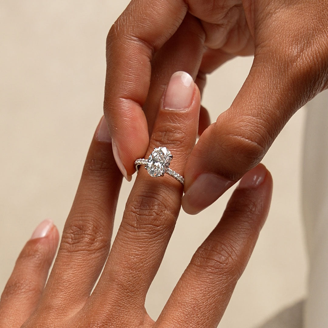 OBFJ0608 - 2.40 Ctw 14k Oval Shaped Lab Grown Diamond Pavé Setting with Hidden Halo - Vivara 2