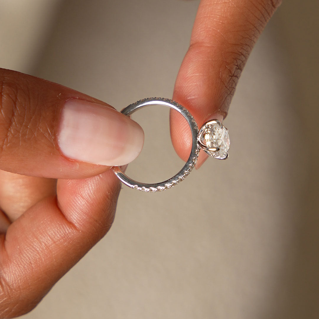 OBFJ0608 - 2.40 Ctw 14k Oval Shaped Lab Grown Diamond Pavé Setting with Hidden Halo - Vivara 11