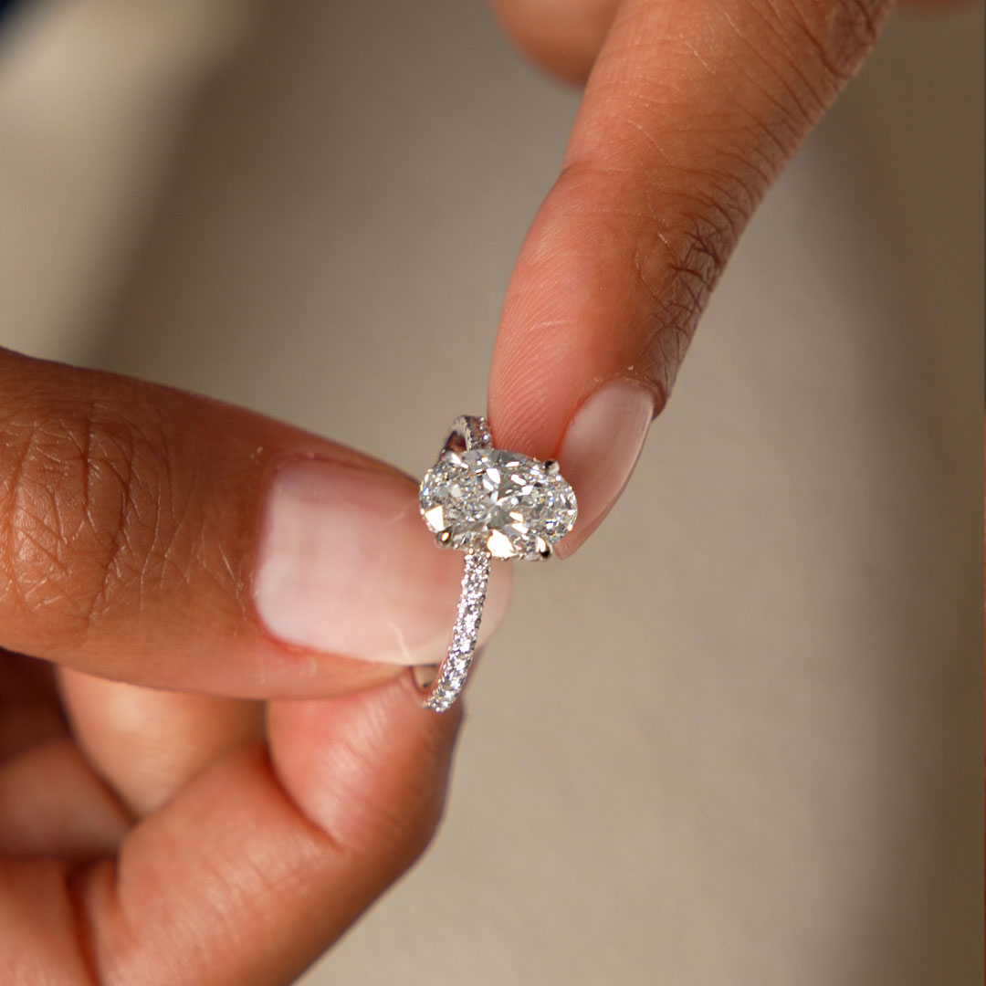 OBFJ0608 - 2.40 Ctw 14k Oval Shaped Lab Grown Diamond Pavé Setting with Hidden Halo - Vivara 12