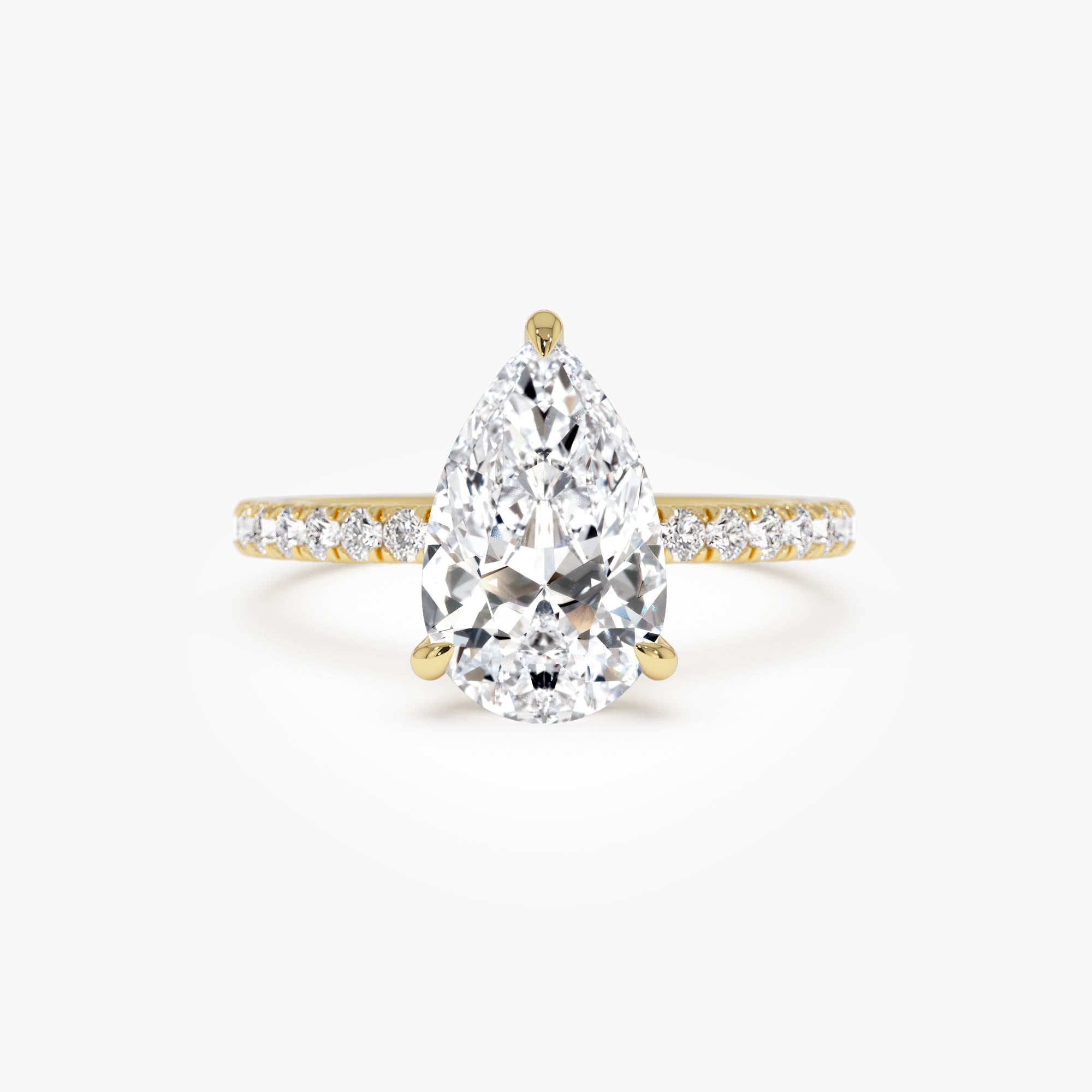 OBFJ0609 - 2.45 Ctw 14k Pear Shaped Lab Grown Diamond Pavé Setting with Hidden Halo - Valentina 1