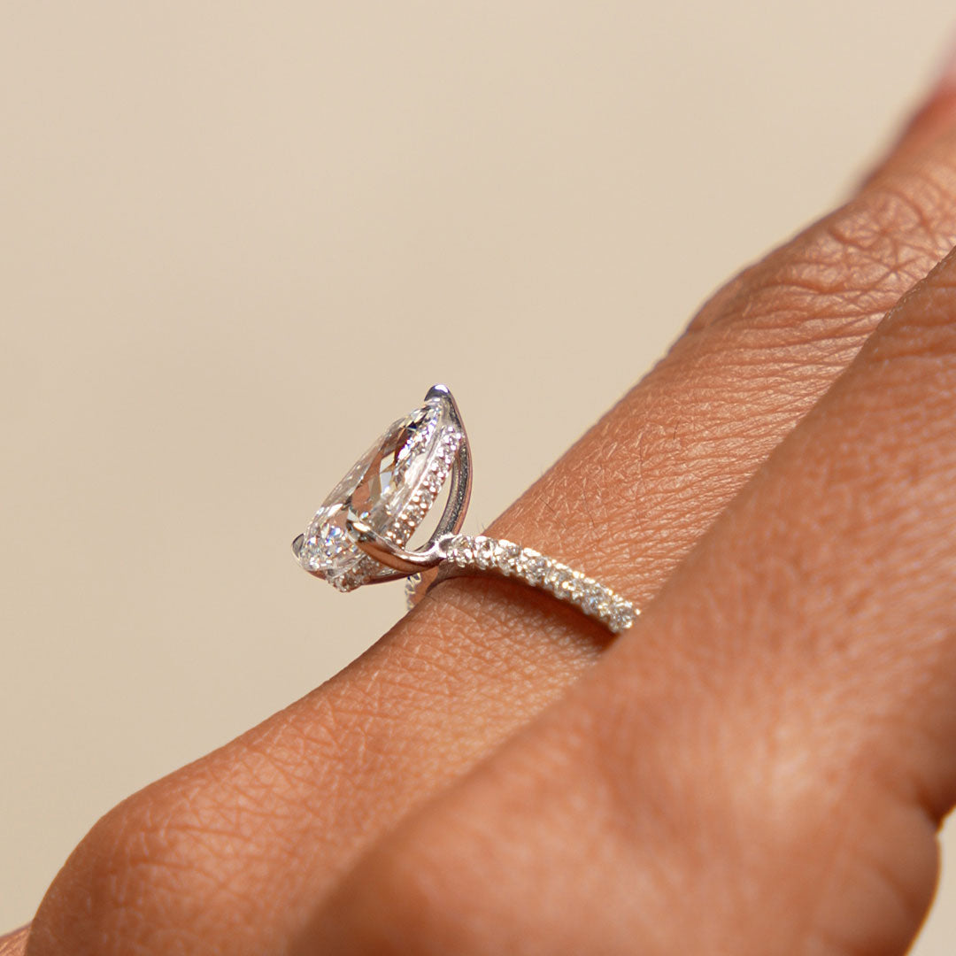 OBFJ0609 - 2.45 Ctw 14k Pear Shaped Lab Grown Diamond Pavé Setting with Hidden Halo - Valentina 3
