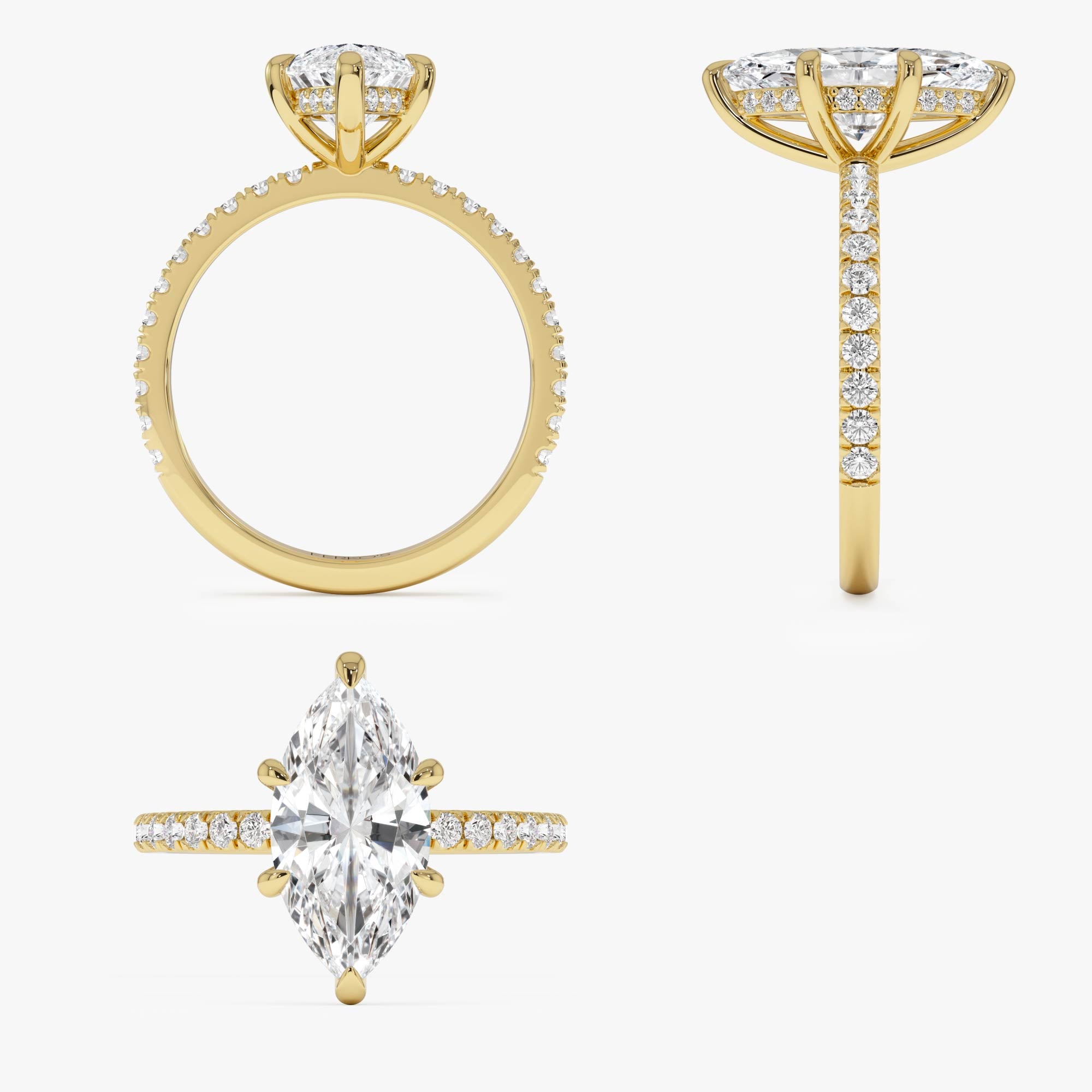 OBFJ0611 - 2.50 Ctw 14k Marquise Shaped Lab Grown Diamond Pavé Setting with Hidden Halo - Serene 9