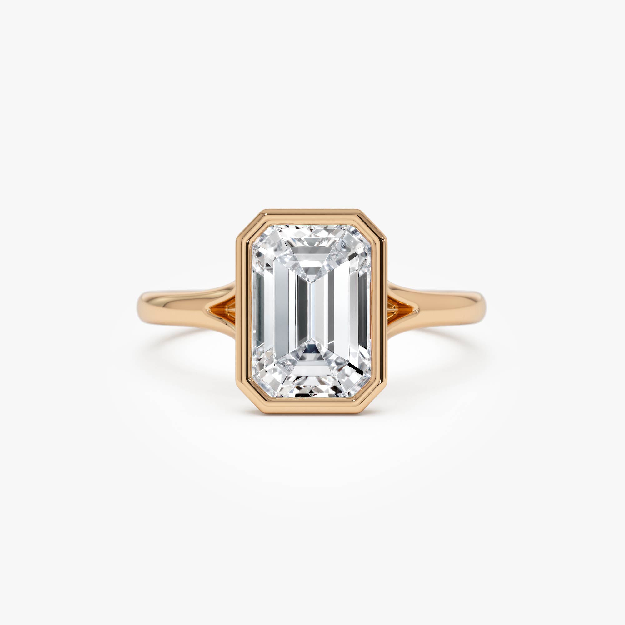 OBFJ0610 - 2.00 Ctw 14k Emerald Cut Lab Grown Diamond Ring Bezel Solitaire Setting - Novara 7