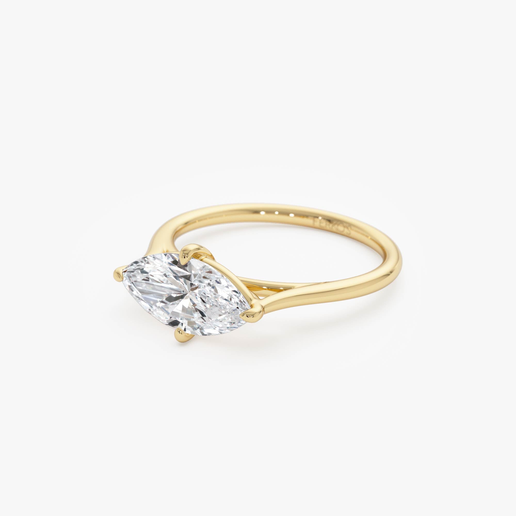 OBFJ0600 - 1.50 Ctw 14k Marquise Shape West-East Set Lab Grown Diamond Solitaire Ring - Veyra 8