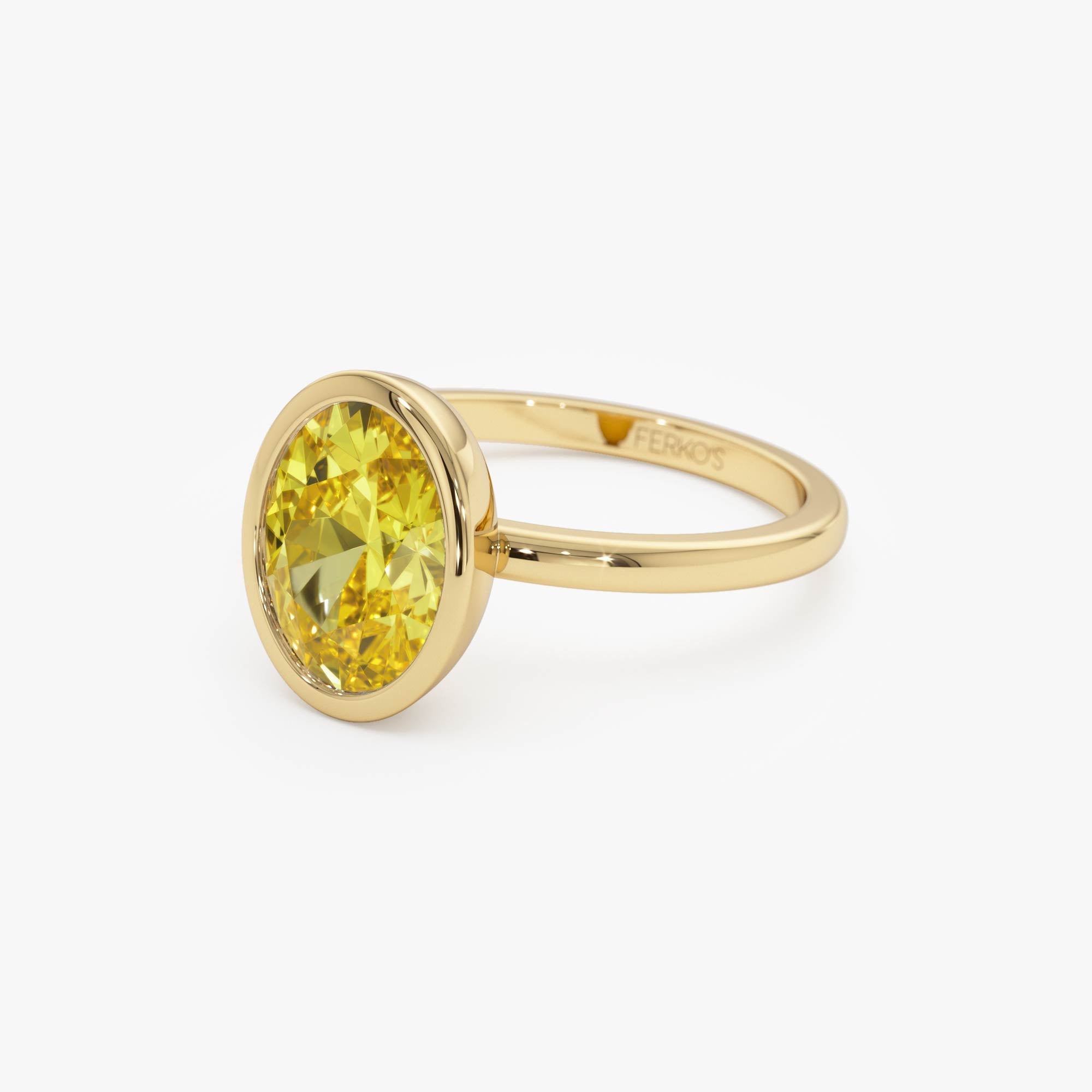 OBFJ0420 - 2.00 Ctw 14k Fancy Yellow Oval Lab Grown Diamond Engagement Ring - Marivine 8