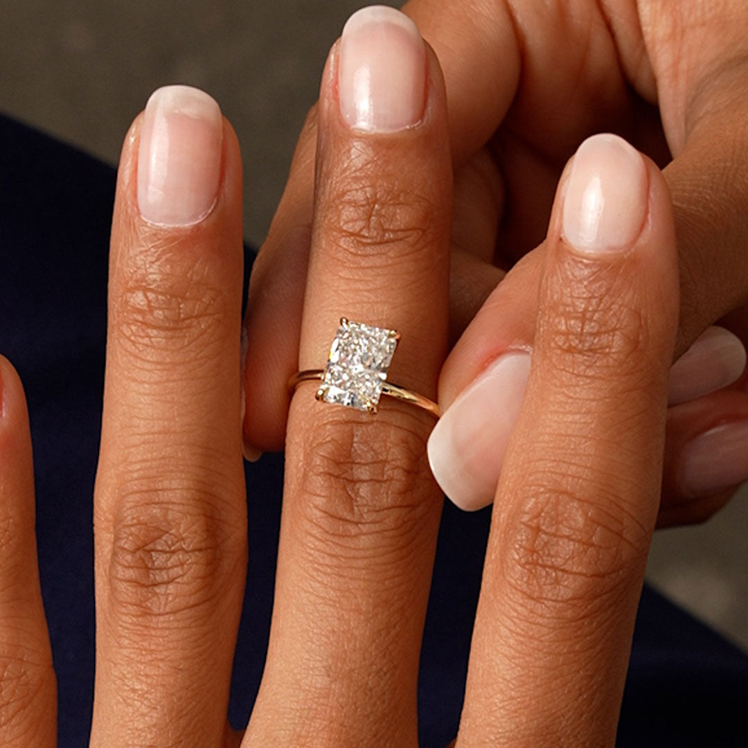 OBFJ0597 - 1.50 Ctw 14k Radiant Cut Lab Grown Diamond Hidden Halo Engagement Ring – Aurora 4
