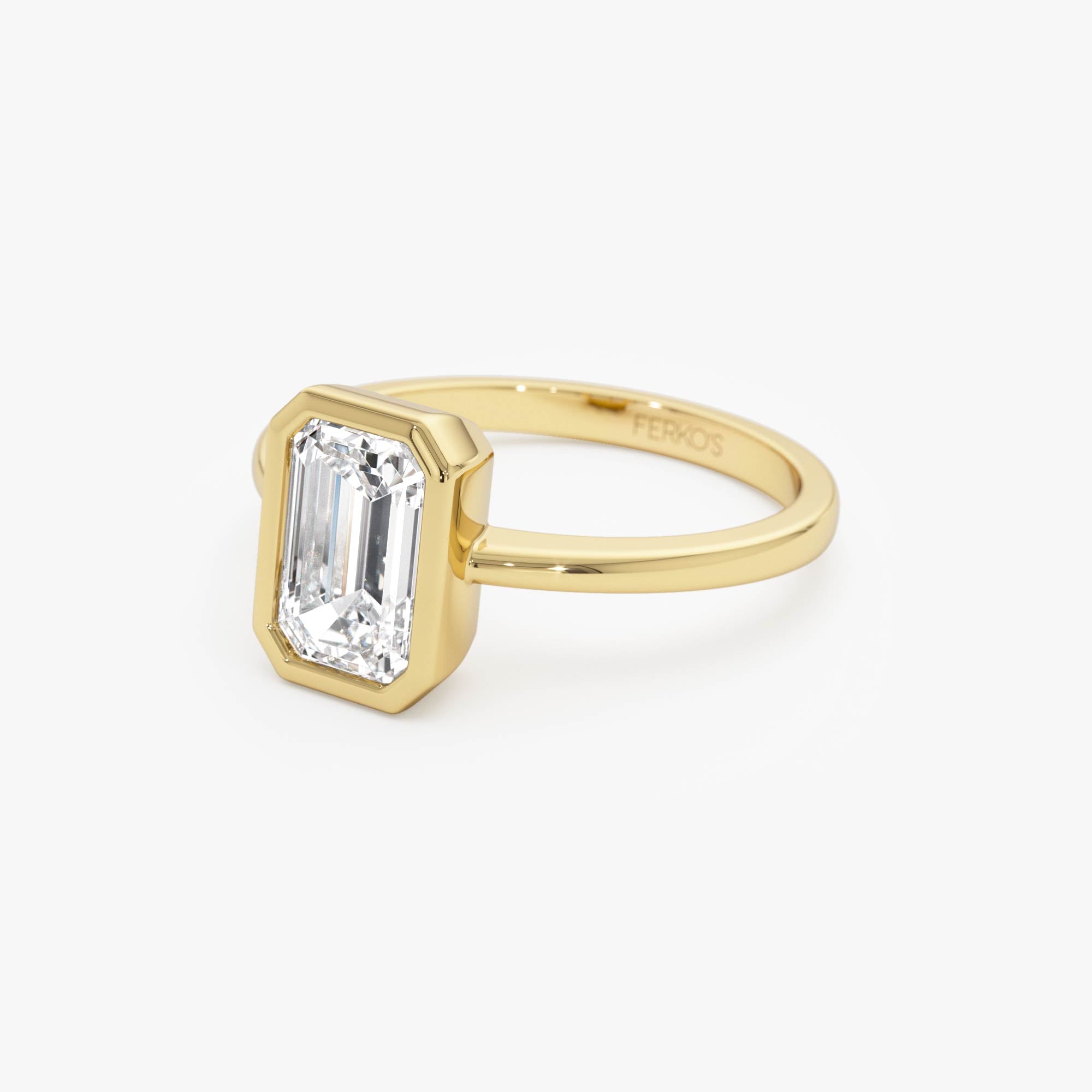 OBFJ0595 - 2.00 Ct 14k Emerald Cut Lab Grown Bezel Setting Diamond Engagement Ring – Naomi 9