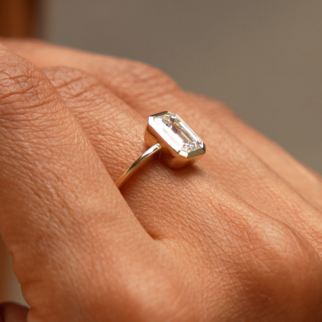OBFJ0595 - 2.00 Ct 14k Emerald Cut Lab Grown Bezel Setting Diamond Engagement Ring – Naomi 4
