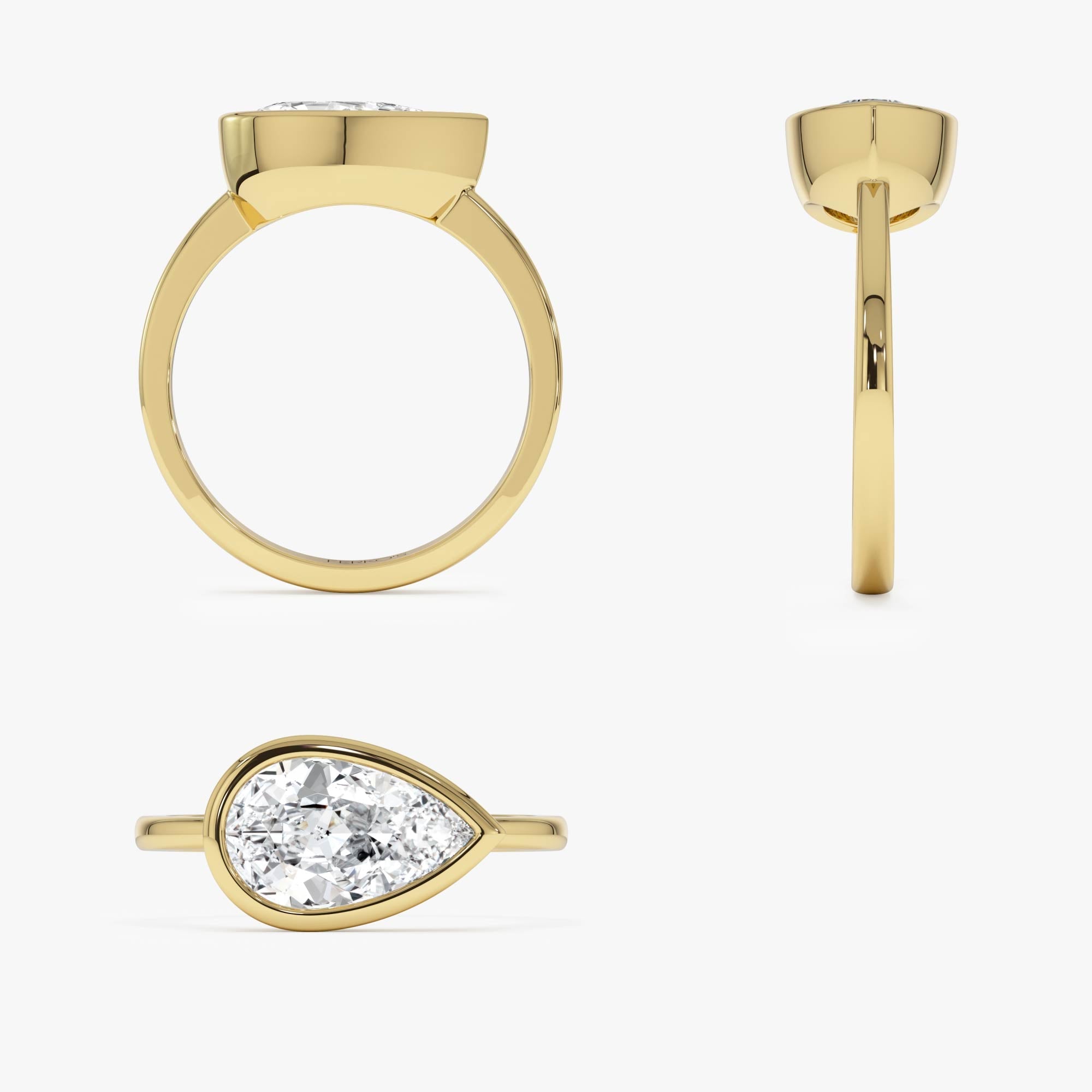 OBFJ0591 - 1.50 Ctw East West Pear Shaped Lab Grown Bezel Setting Modern Engagement Ring, Mirabel 10