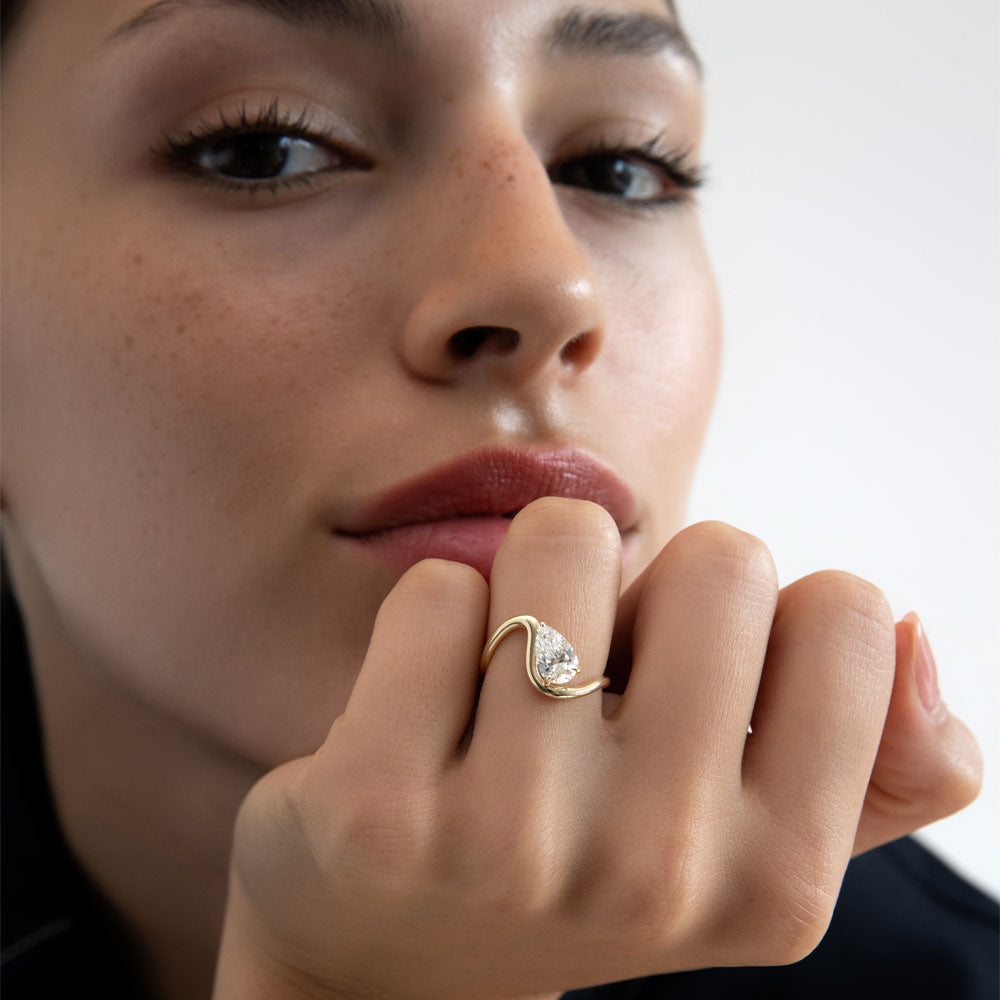 OBFJ0299 - 14k 1 CTW Pear Shape Lab Grown Diamond Ring - Bona 4