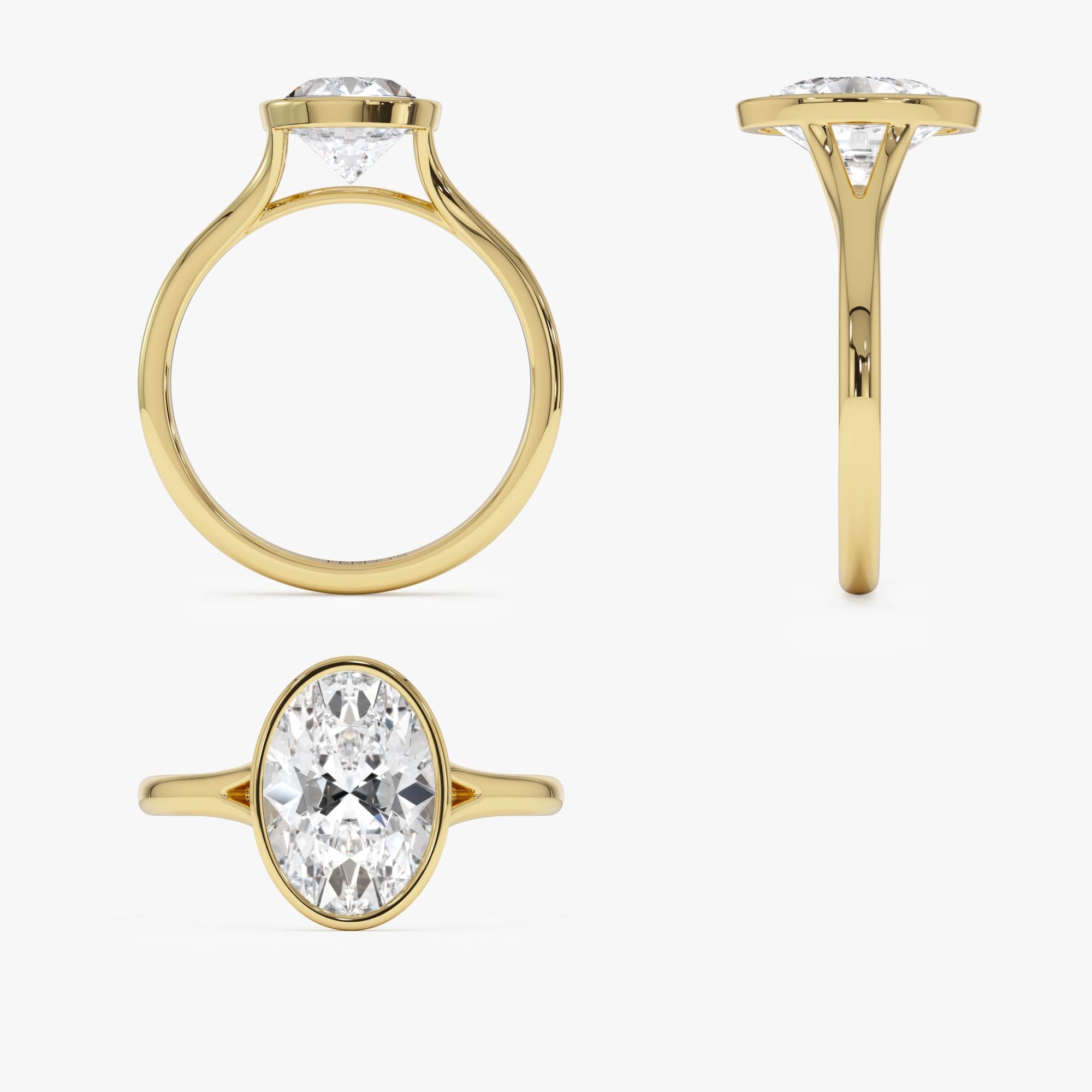 OBFJ0589 - 2.00 ctw 14k Oval Shaped Minimalist Bezel Setting Lab Grown Diamond Engagement Ring – Marcella 9