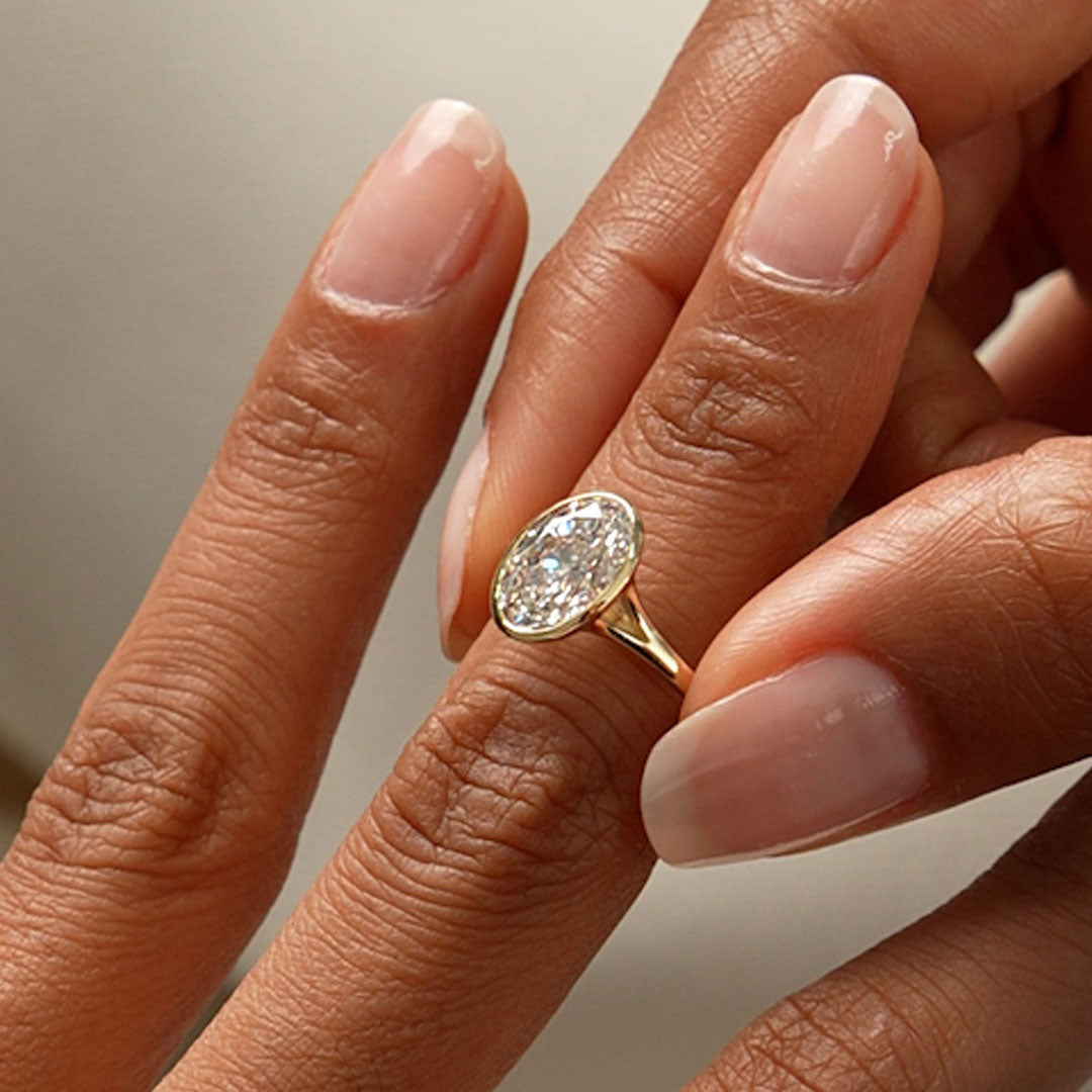 OBFJ0589 - 2.00 ctw 14k Oval Shaped Minimalist Bezel Setting Lab Grown Diamond Engagement Ring – Marcella 4