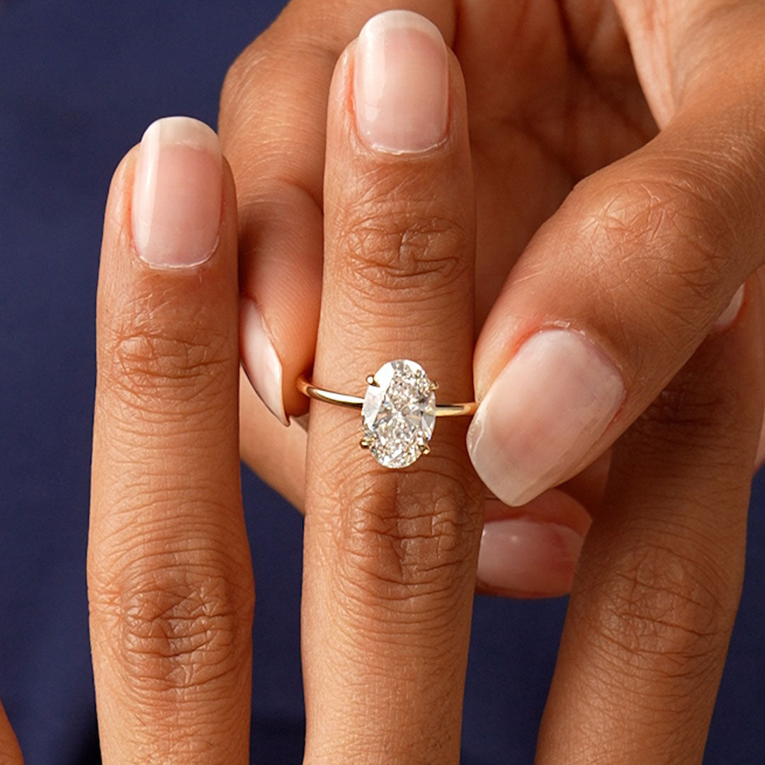 OBFJ0587 - 2.00 Ctw 14k Oval Shaped Prong Setting Lab Grown Diamond Engagement Ring – Odessa 3
