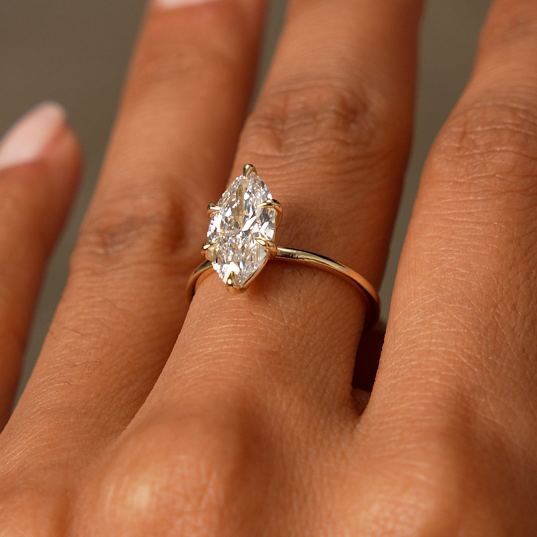 OBFJ0585 - 2.00 Ctw 14k Marquise Shape Prong Setting Lab Grown Diamond Engagement Ring – Verity 3