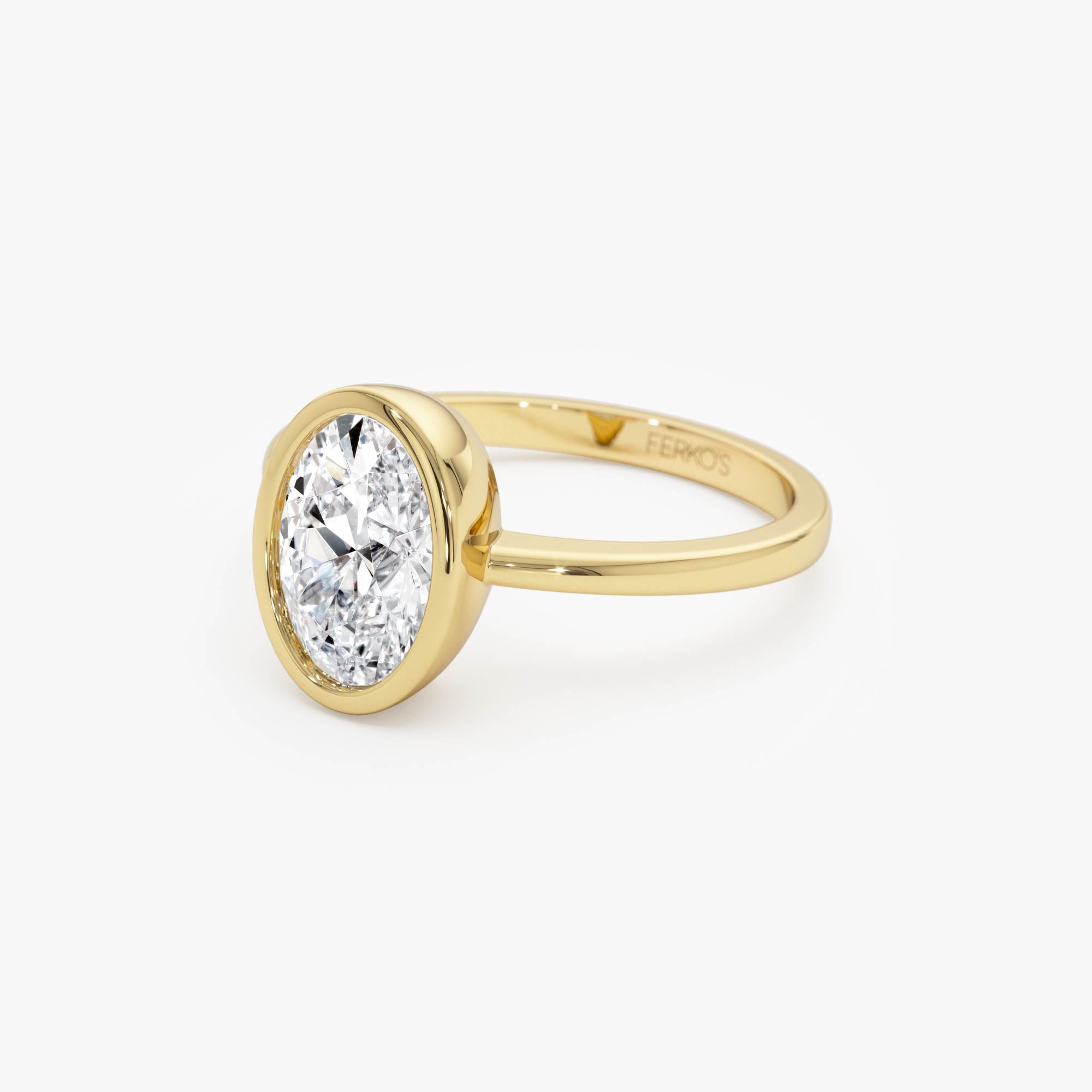 OBFJ0584 - 1.50 Ctw 14k Oval Shaped Bezel Setting Lab Grown Diamond Engagement Ring – Celina 9