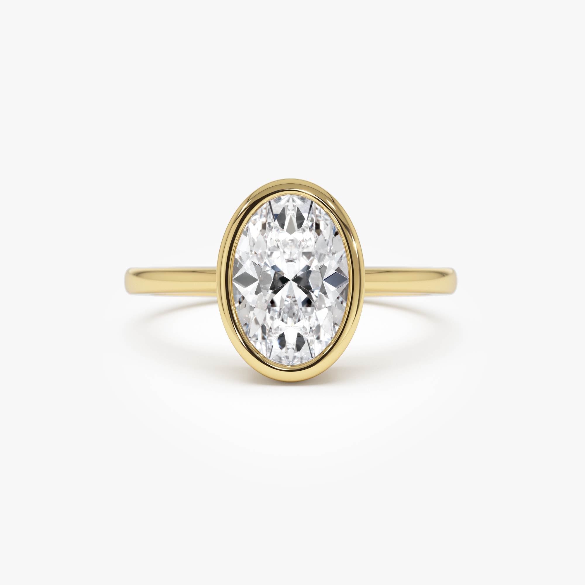 OBFJ0584 - 1.50 Ctw 14k Oval Shaped Bezel Setting Lab Grown Diamond Engagement Ring – Celina 1