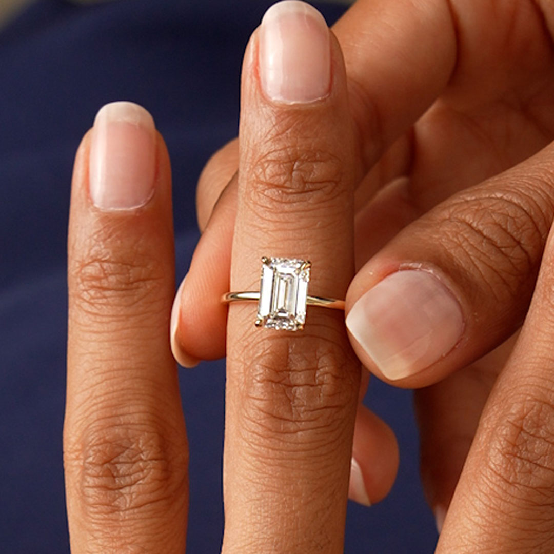 OBFJ0583 - 2.00 Ctw 14k Emerald Cut Prong Setting Lab Grown Diamond Engagement Ring – Marcelline 2