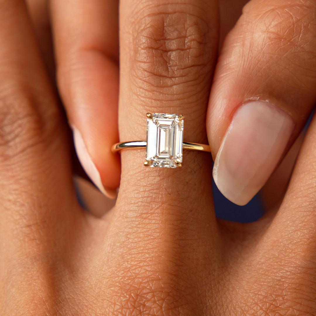 OBFJ0583 - 2.00 Ctw 14k Emerald Cut Prong Setting Lab Grown Diamond Engagement Ring – Marcelline 5