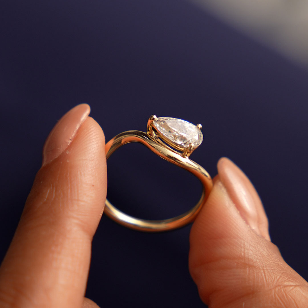 OBFJ0403 - 2.00 Ctw 14k Pear Shaped Lab Grown Diamond Stacked Rings - Chloe 3