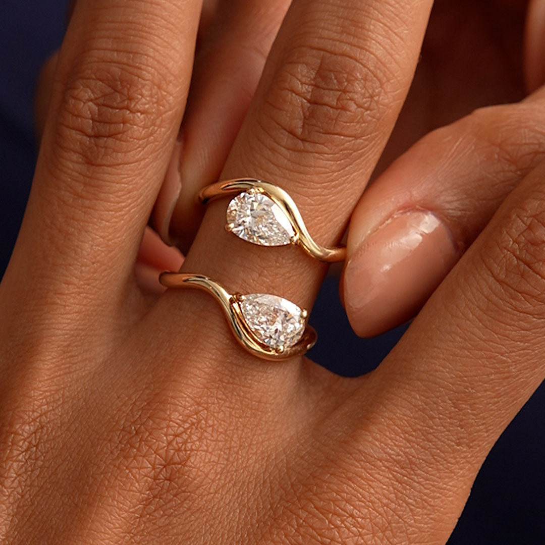 OBFJ0403 - 2.00 Ctw 14k Pear Shaped Lab Grown Diamond Stacked Rings - Chloe 5