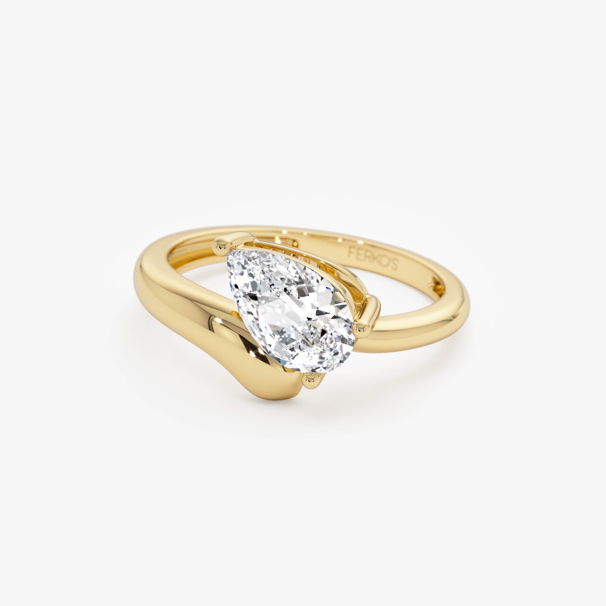 OBFJ0549 - 1.00 Ctw 14k Pear Shaped Lab Grown Diamond Ring with Contemporary Twist Band - Elsa 7