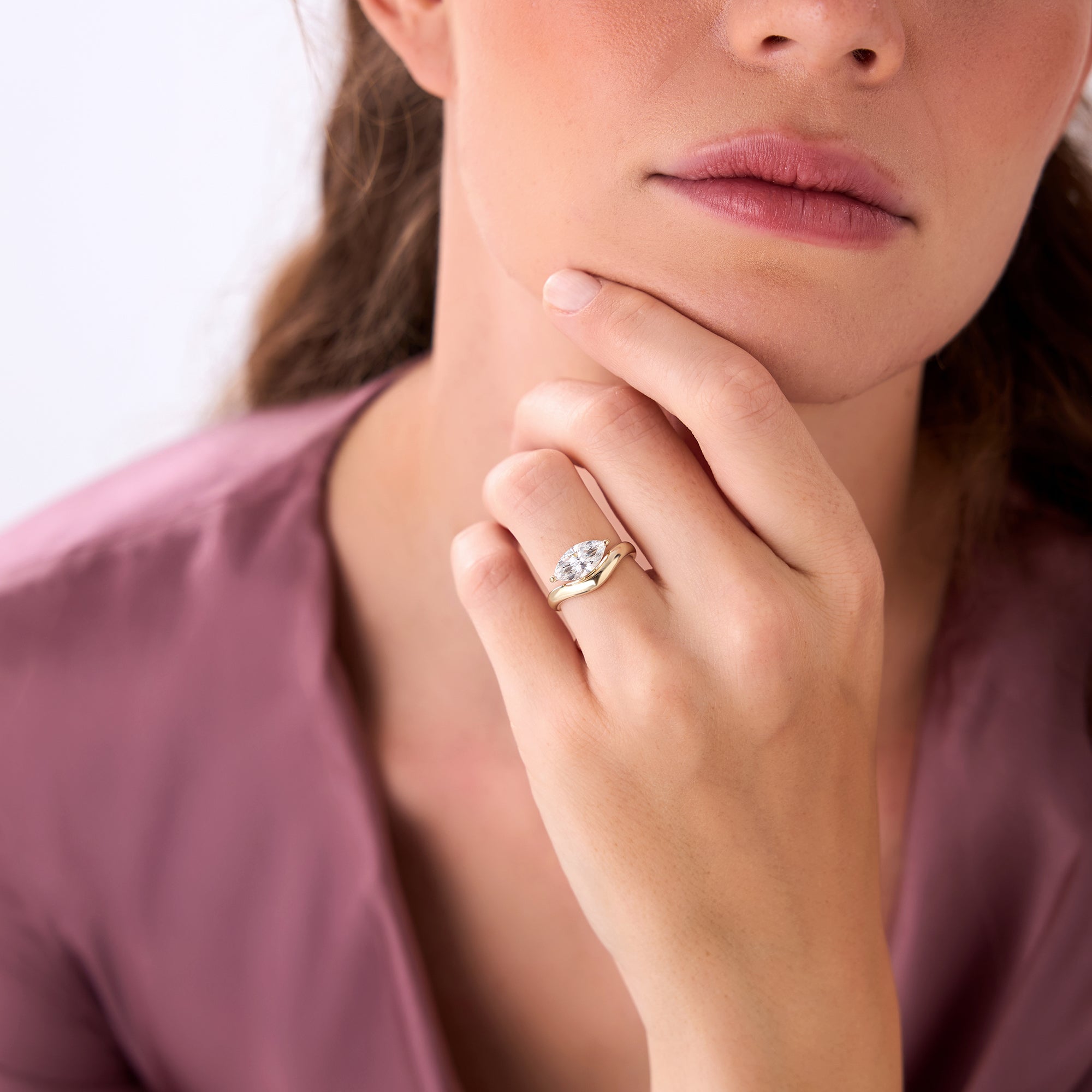 OBFJ0015 - 1.50 Ctw 14k Marquise Shaped Contemporary Design Lab Grown Diamond Ring - Noemi - 14K Gold 5