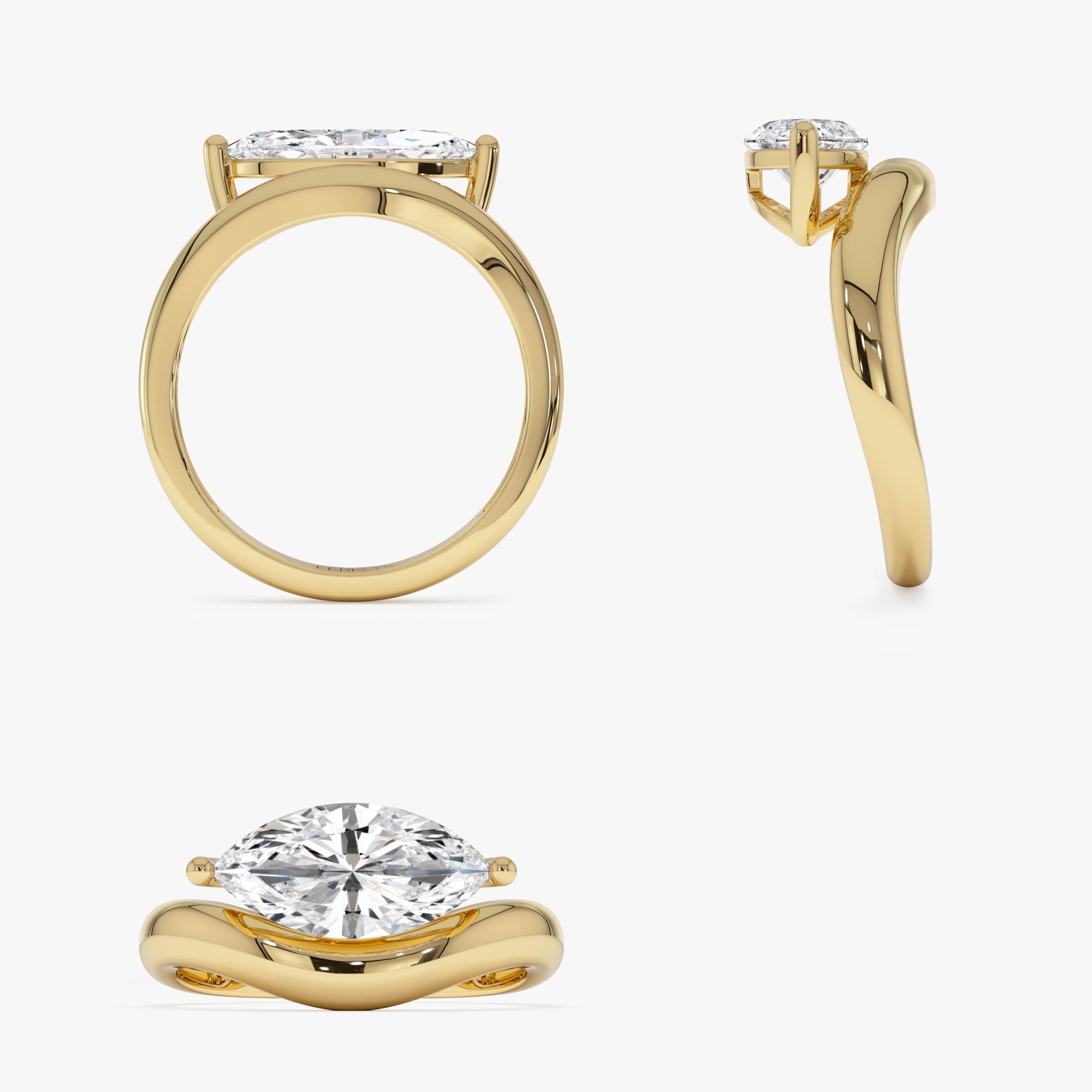 OBFJ0015 - 1.50 Ctw 14k Marquise Shaped Contemporary Design Lab Grown Diamond Ring - Noemi - 14K Gold 10